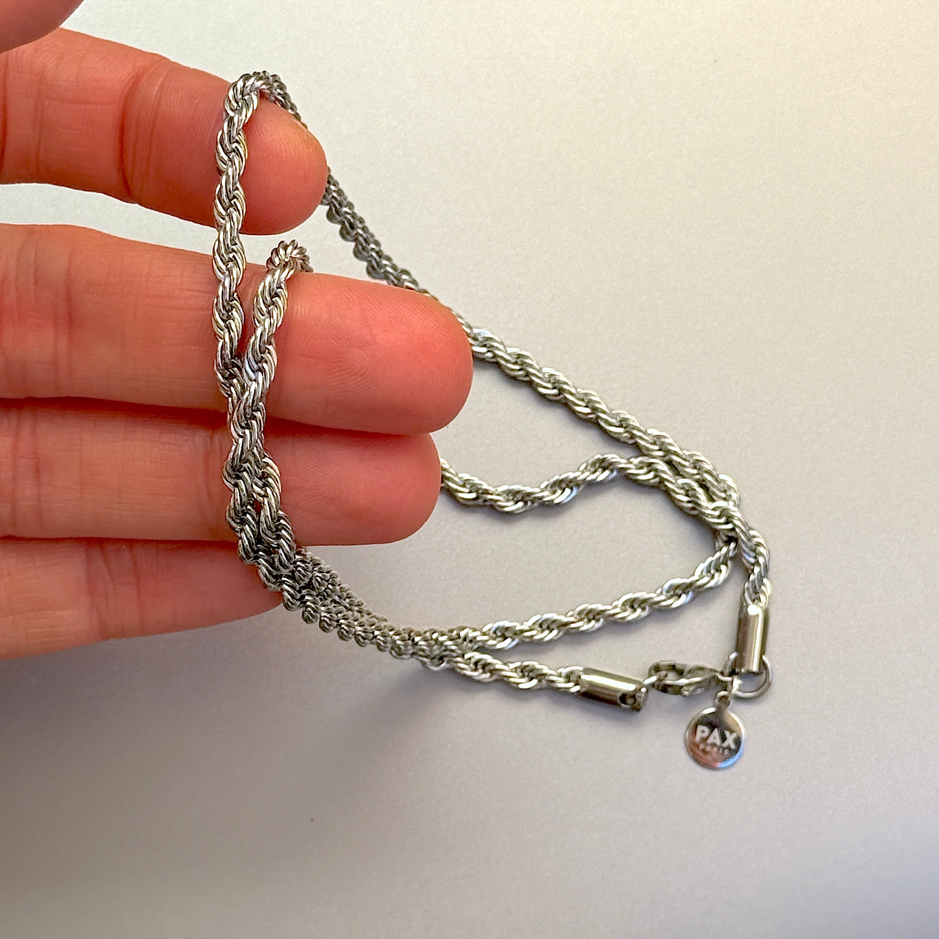Twisted Rope Chain Necklace, Silver, 4mm