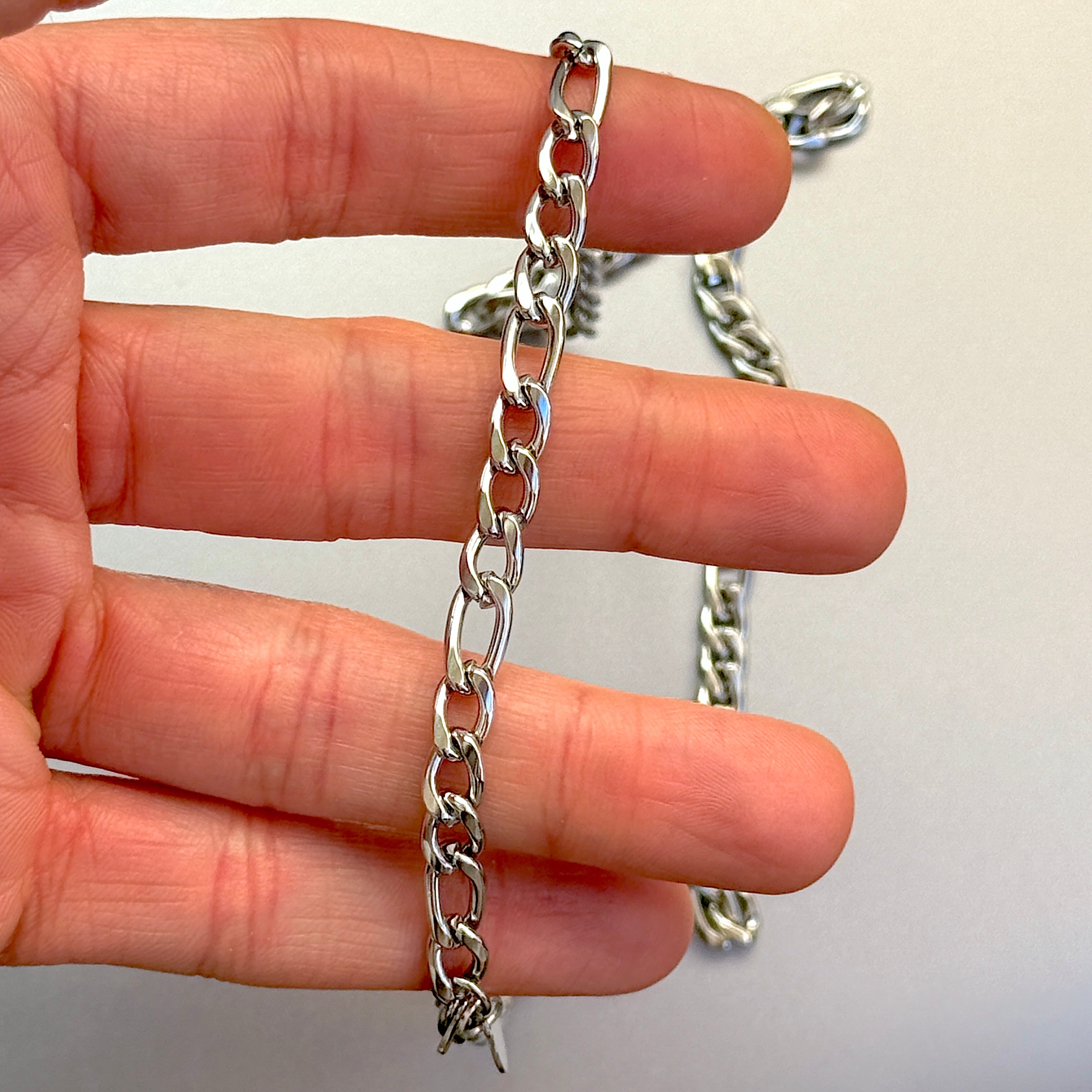 Figaro Chain Necklace, Silver, 7mm