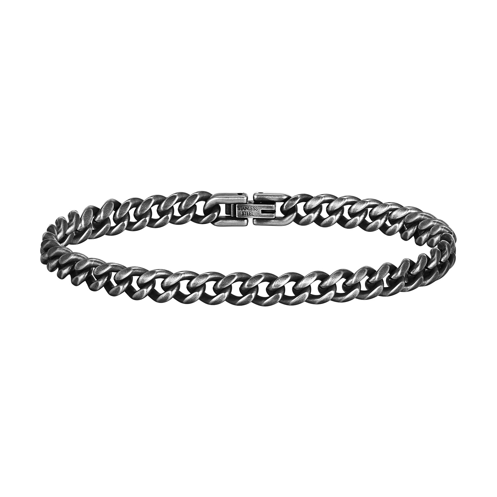Cuban Curb Chain Link Bracelet, Oxidized, 6mm – Stainless Steel Jewelry – Chain Supplyy