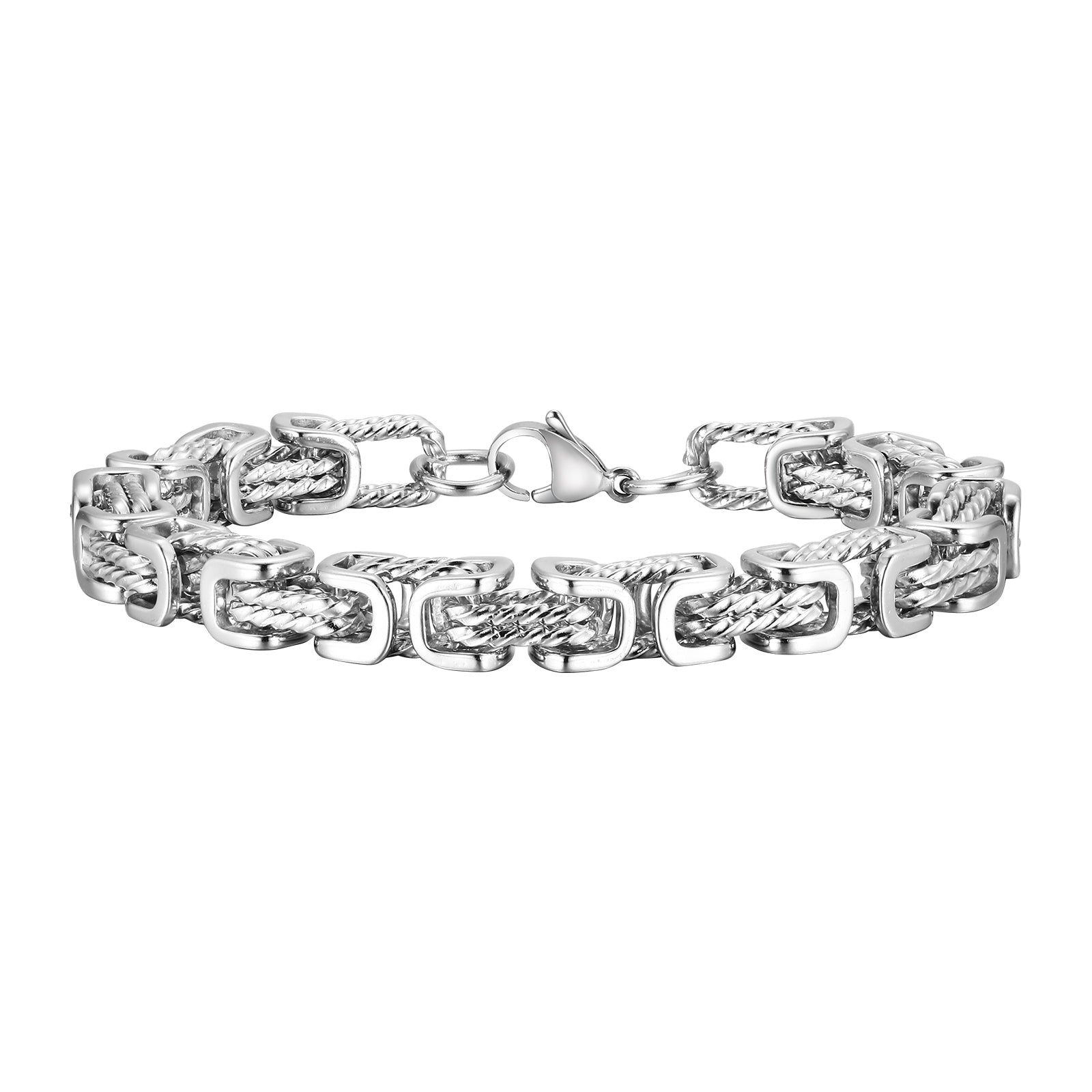 Distressed Byzantine Link Chain Bracelet, 8mm – Stainless Steel Jewelry – Chain Supplyy