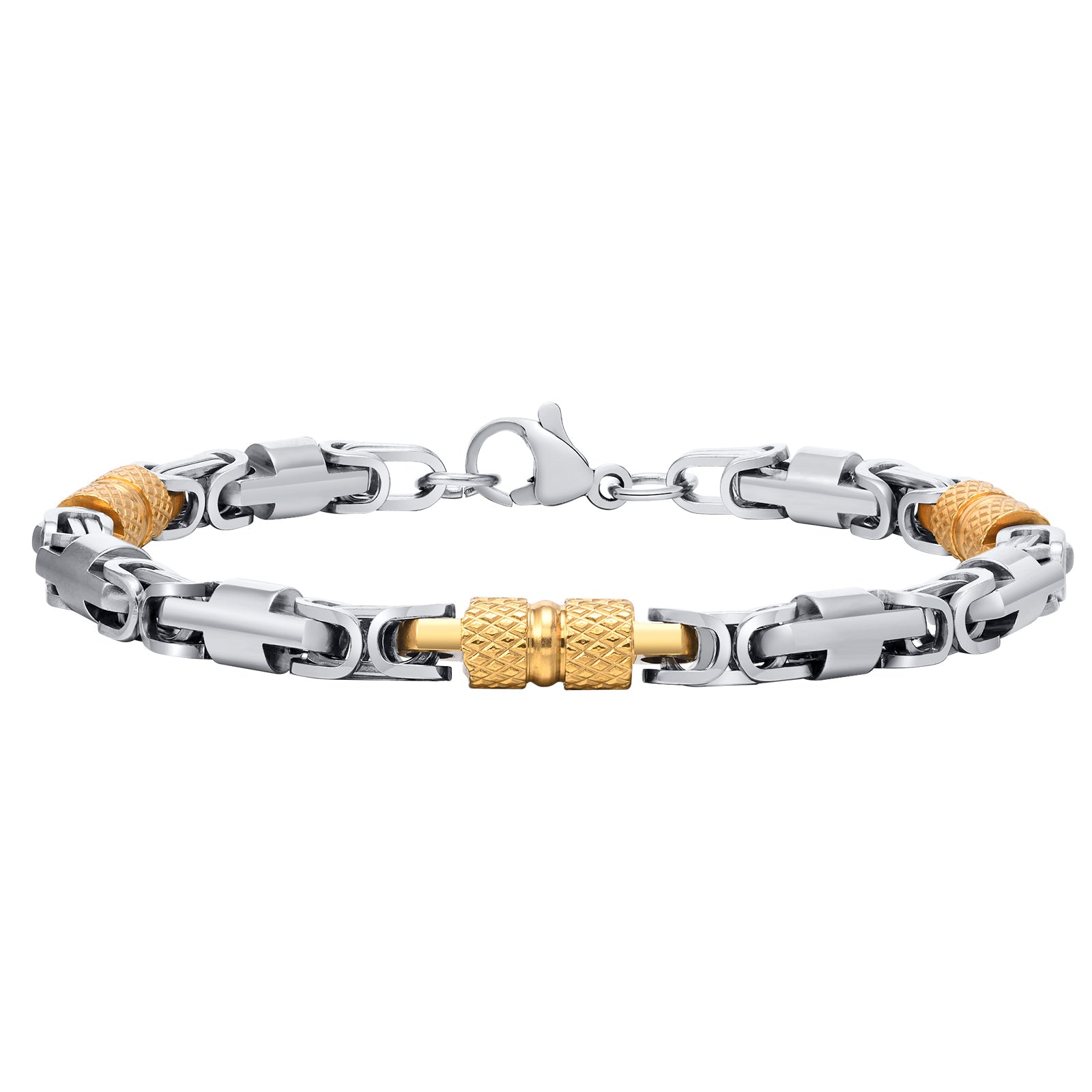 Men's Hybrid Byzantine Bracelet, Gold 6mm – Stainless Steel Jewelry – Chain Supplyy