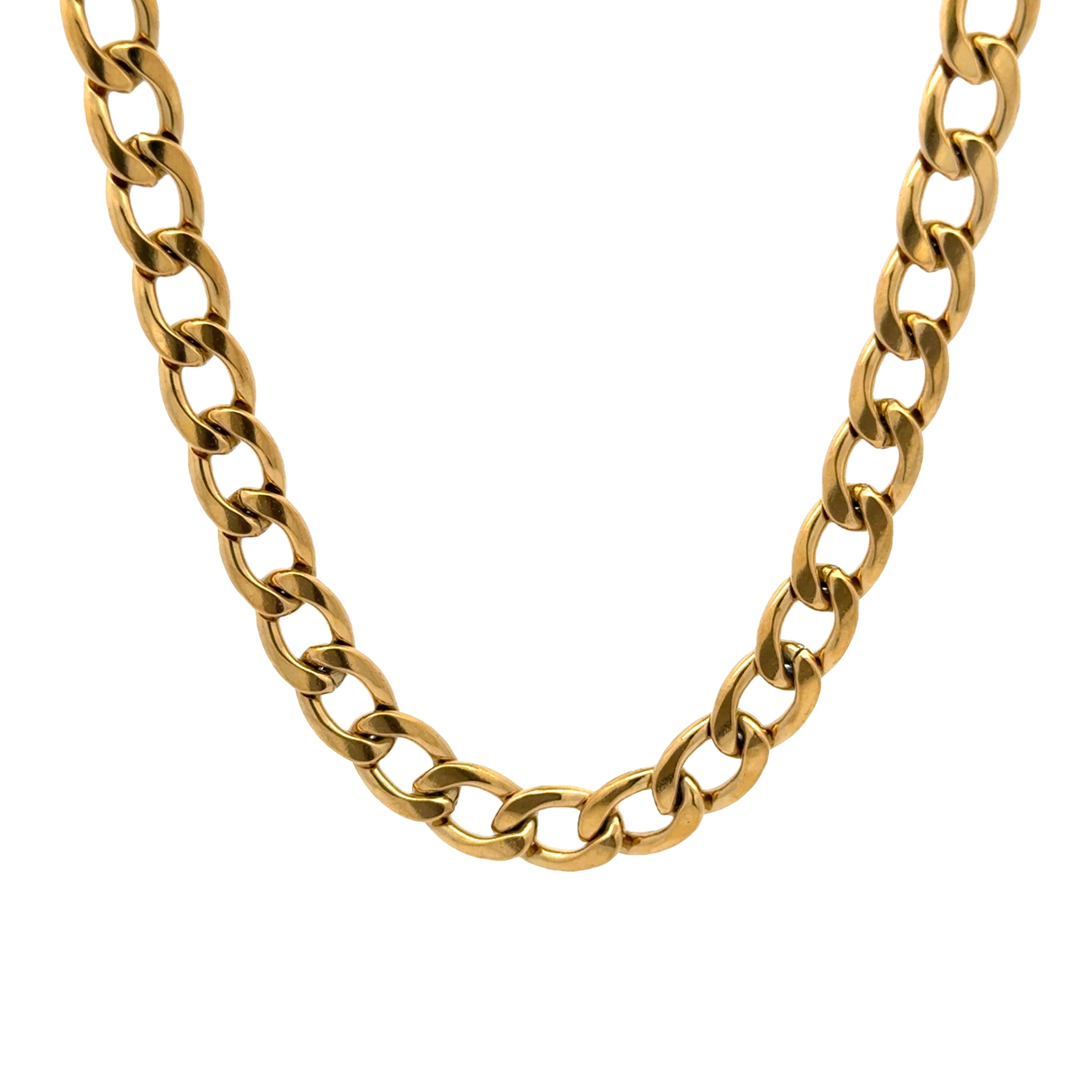 Gold Curb Link Chain Necklace, 7.5mm – Stainless Steel Jewelry – Chain Supplyy