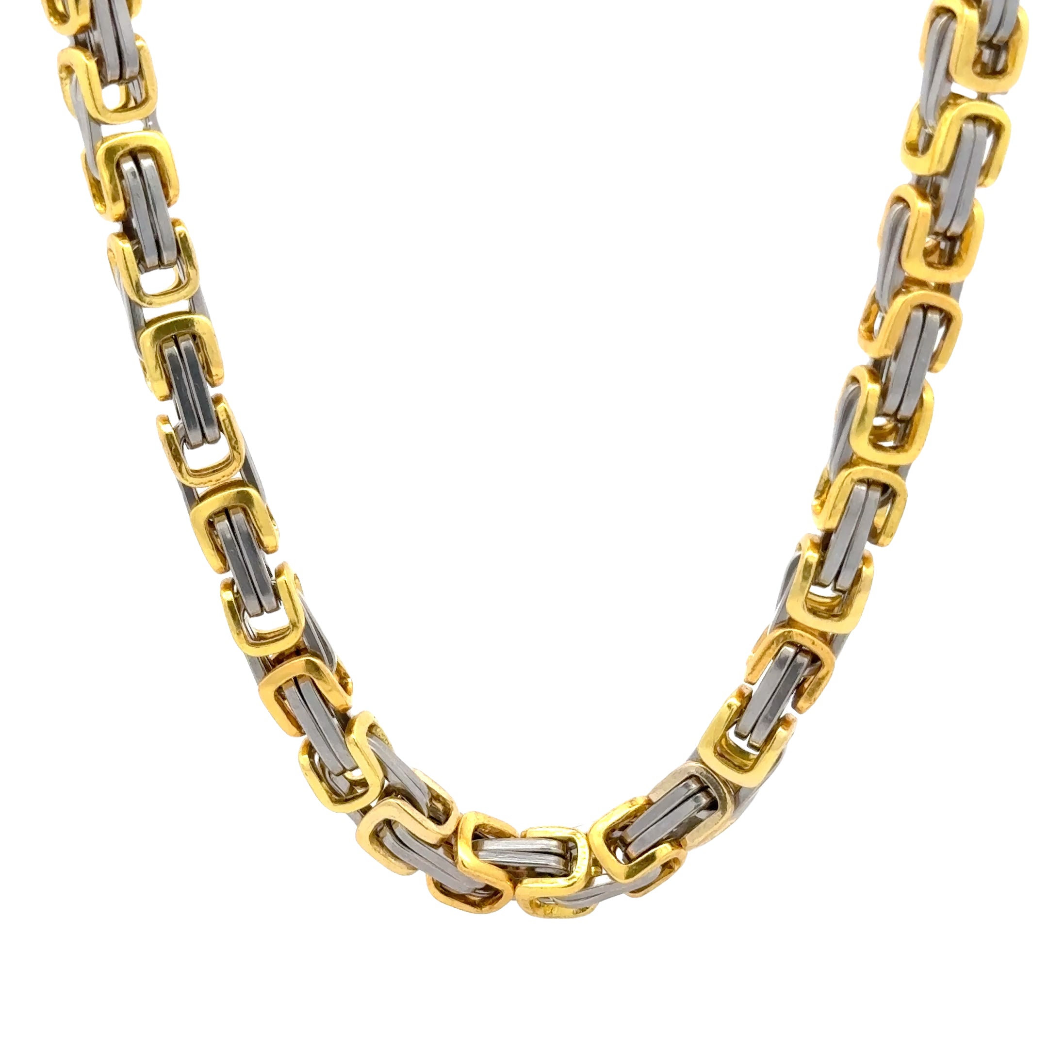 Byzantine Chain Necklace, Silver+Gold, 6mm – Stainless Steel Jewelry – Chain Supplyy