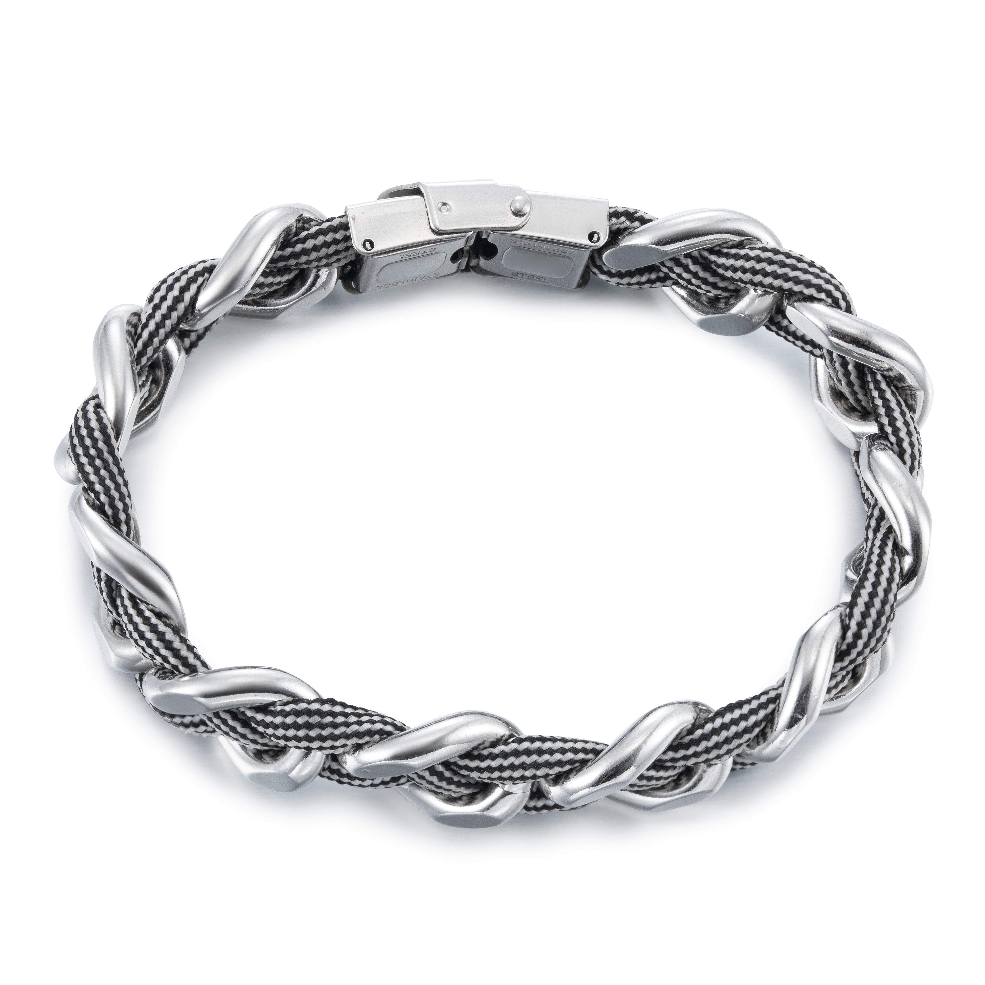 Steel Bracelet with Rope Chain, Silver, Polished