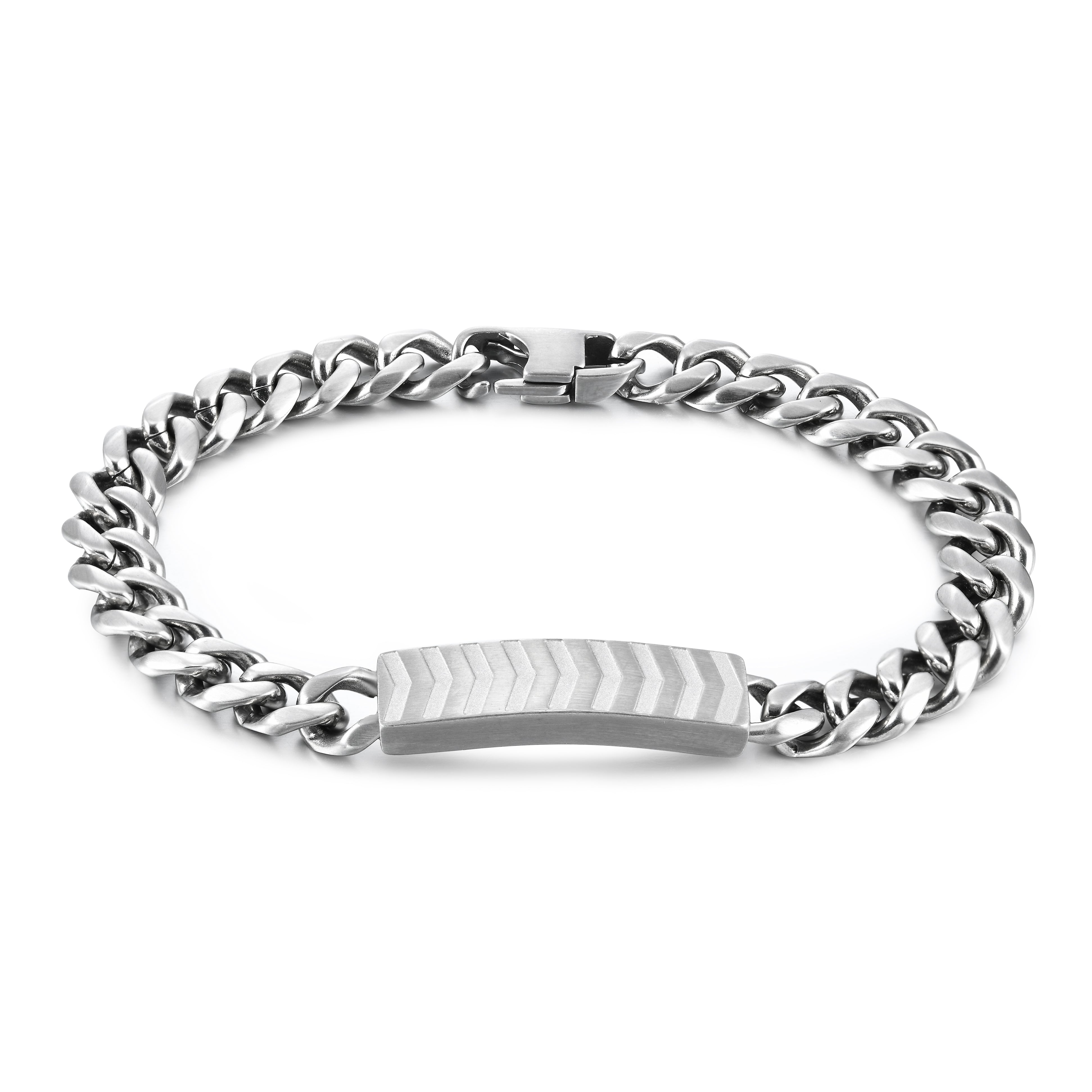 Chain Link Bracelet with Chevron Plaque, 5mm – Stainless Steel Jewelry – Chain Supplyy