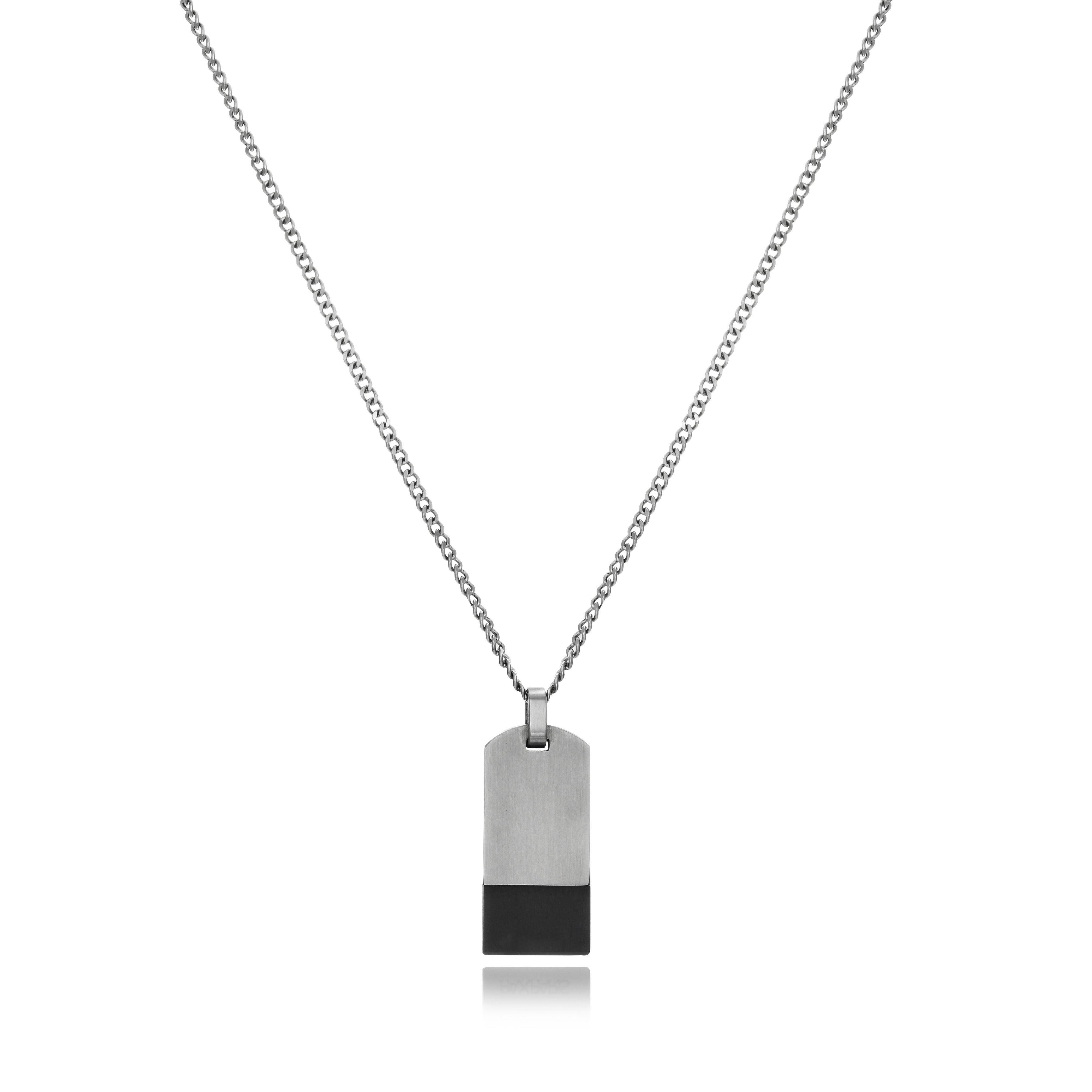 Dog Tag Pendant — Silver / Black