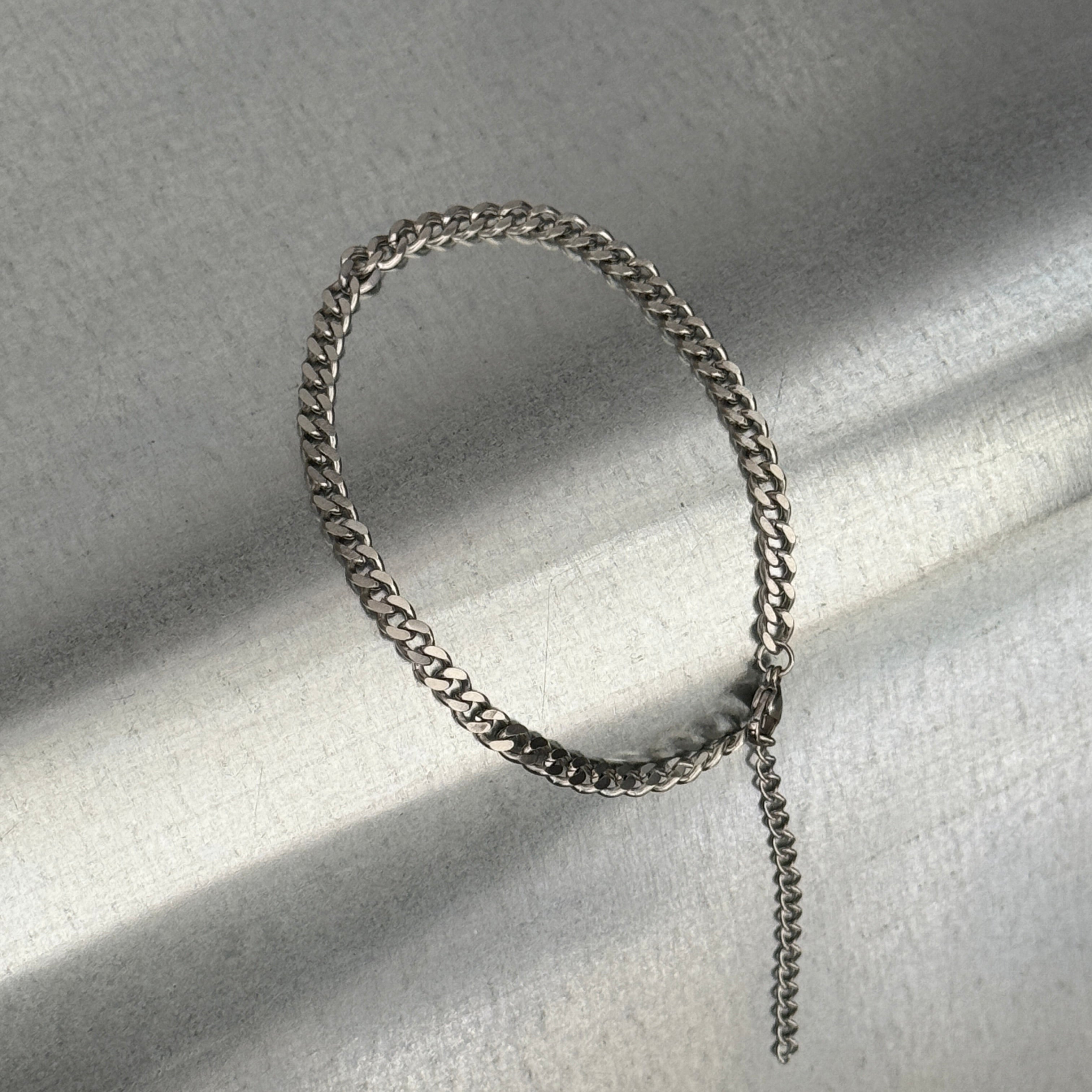 Flat Cut Curb Chain Link Bracelet, 5mm