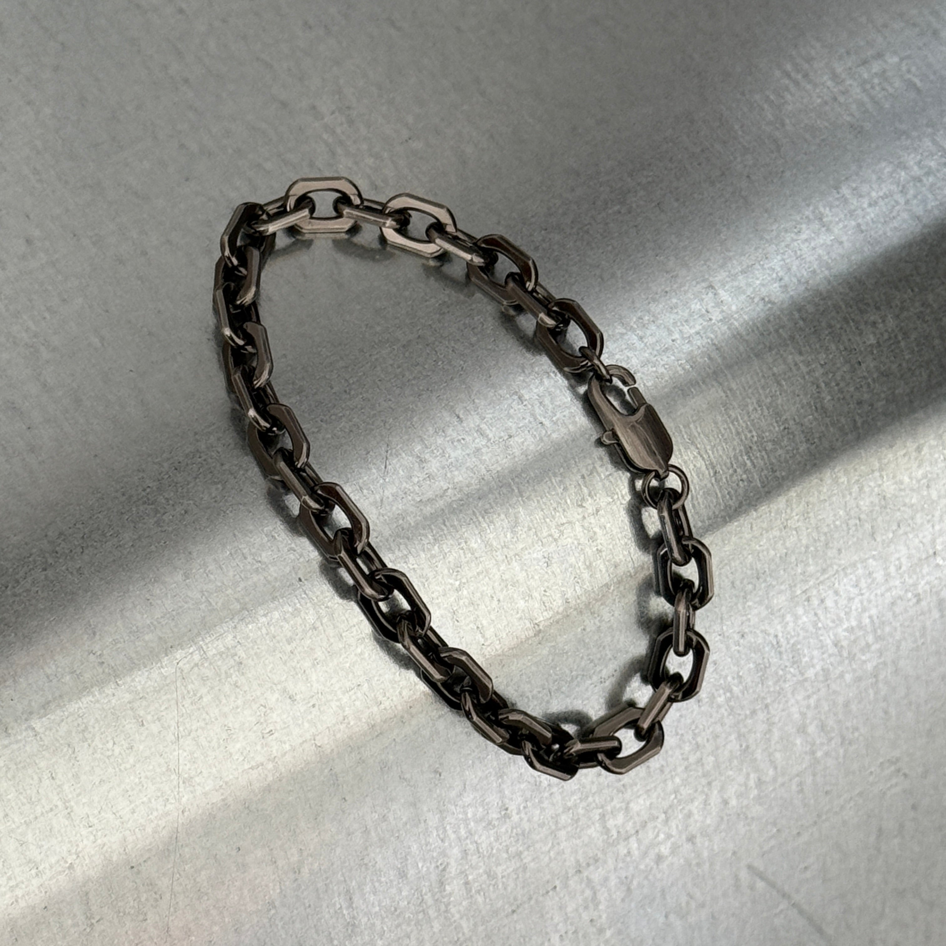 Oval Link Chain Bracelet, Oxidized, 6.5mm