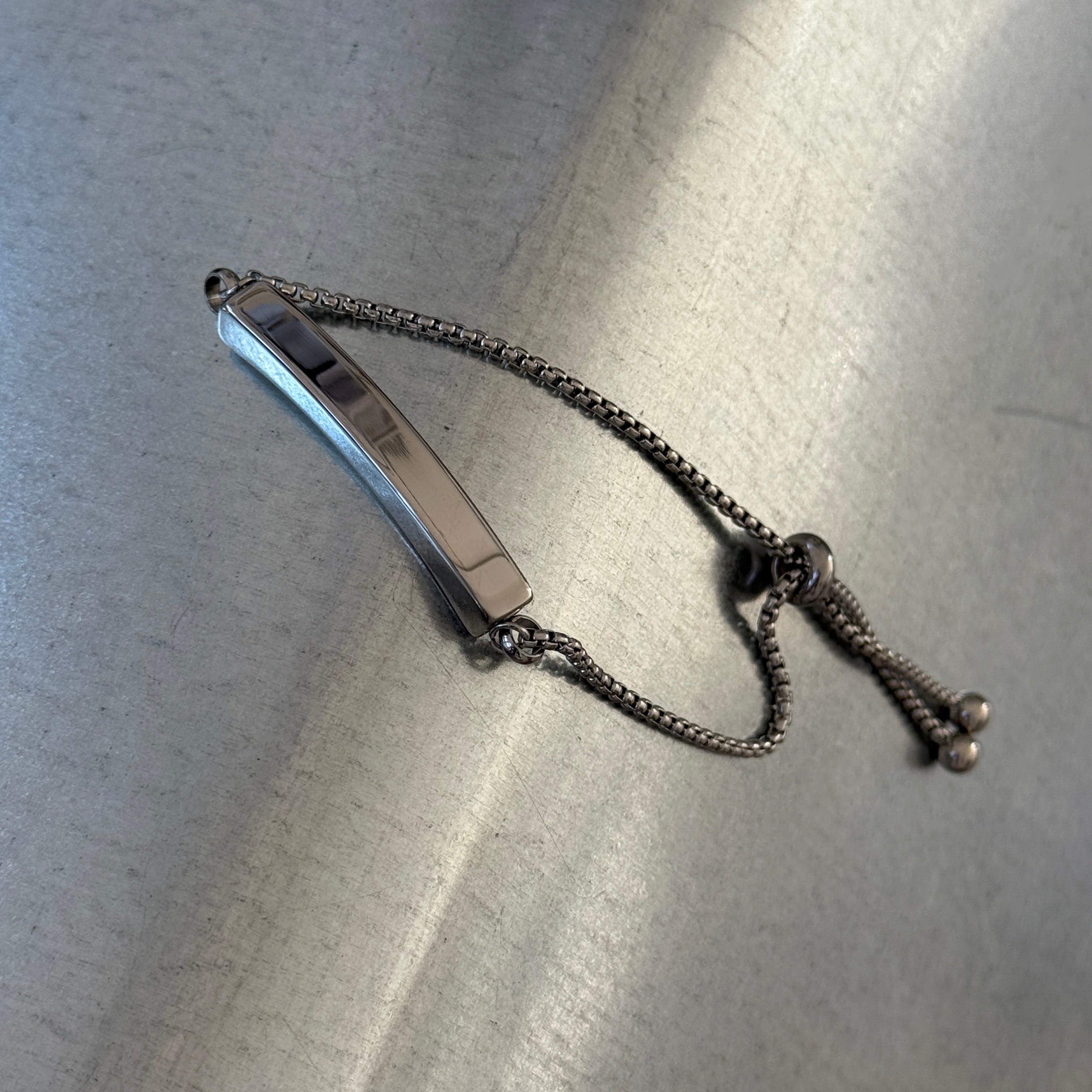 Name Tag Bracelet, Adjustable Box Chain, 2mm