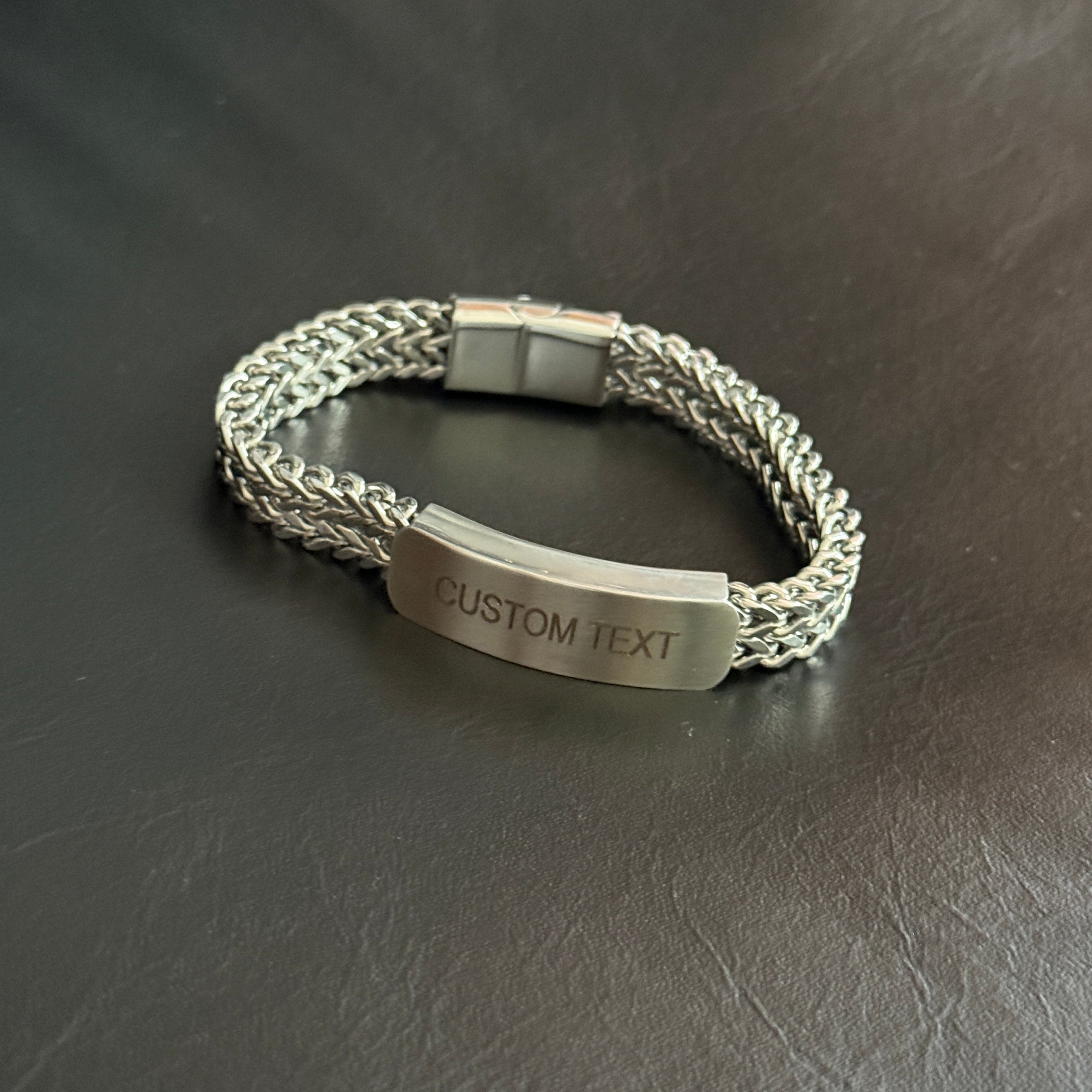 Name Tag Bracelet, Double Foxtail, 11mm