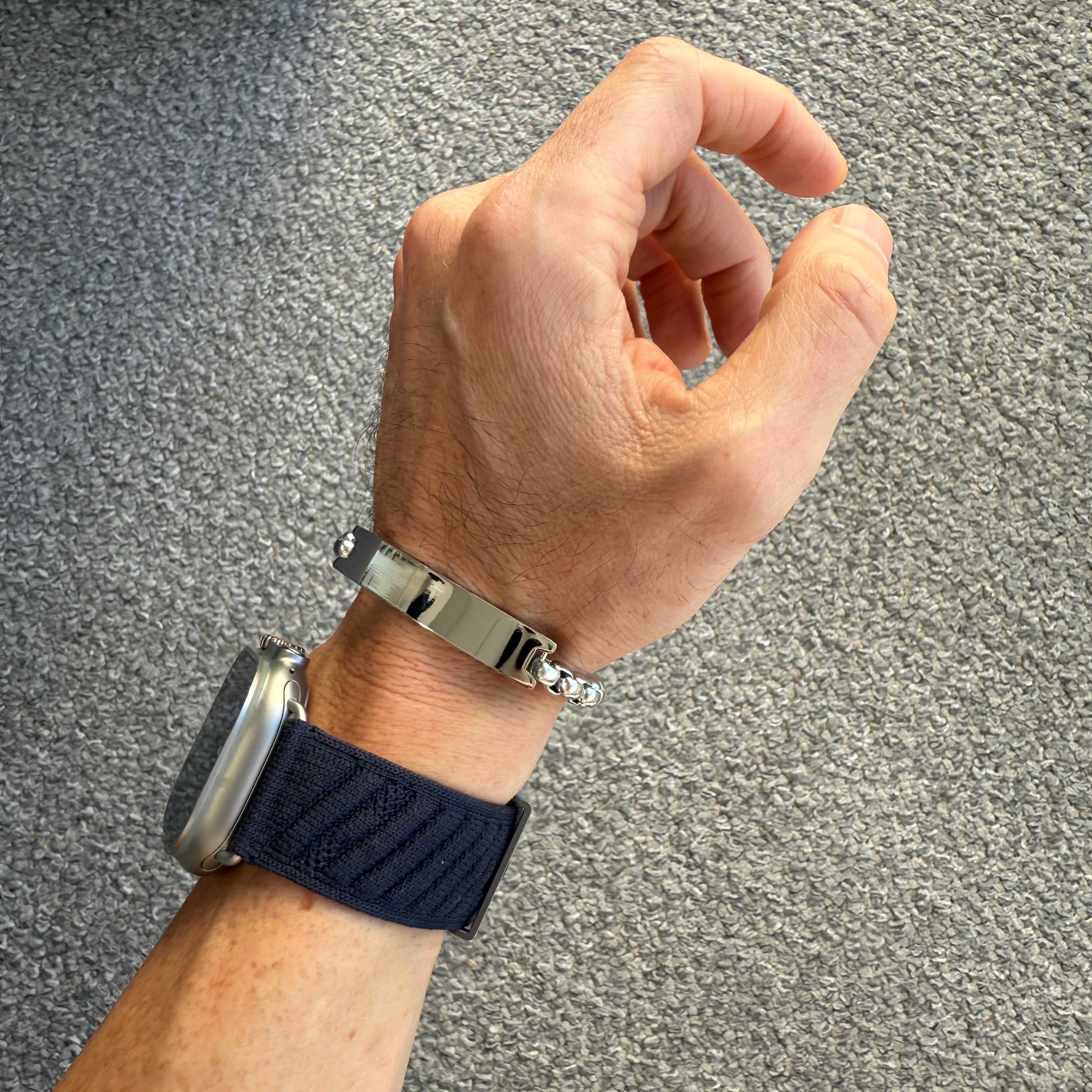 Name Tag Bracelet, Stainless Steel Curved , 6mm