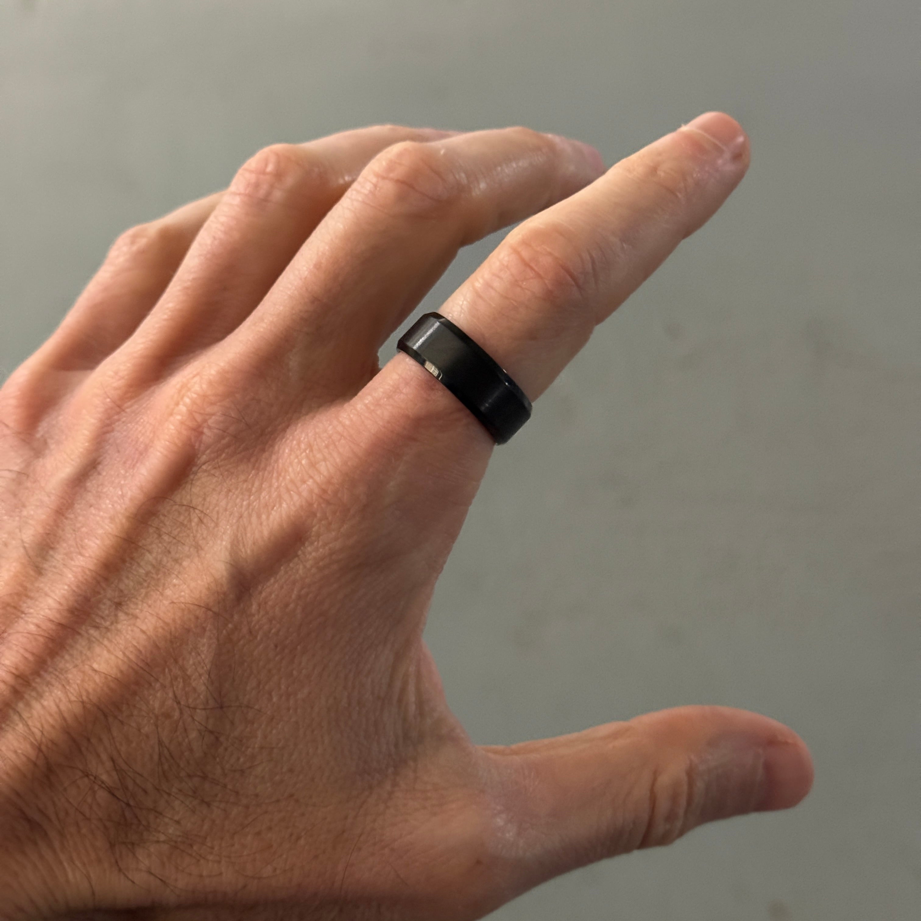 Men's Hand Brushed Titanium Ring, 8mm