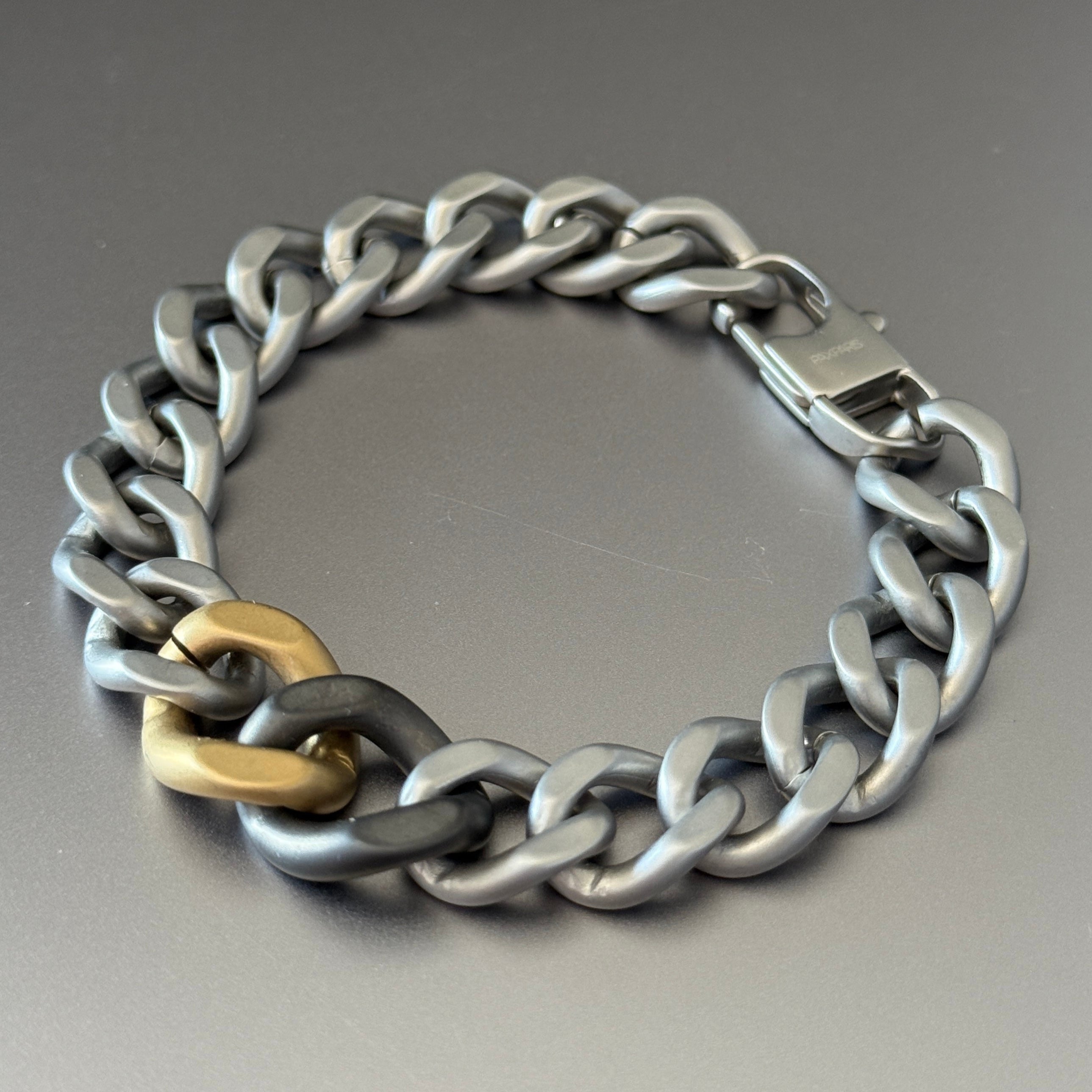 Tri-Tone Curb Bracelet — Matte Steel