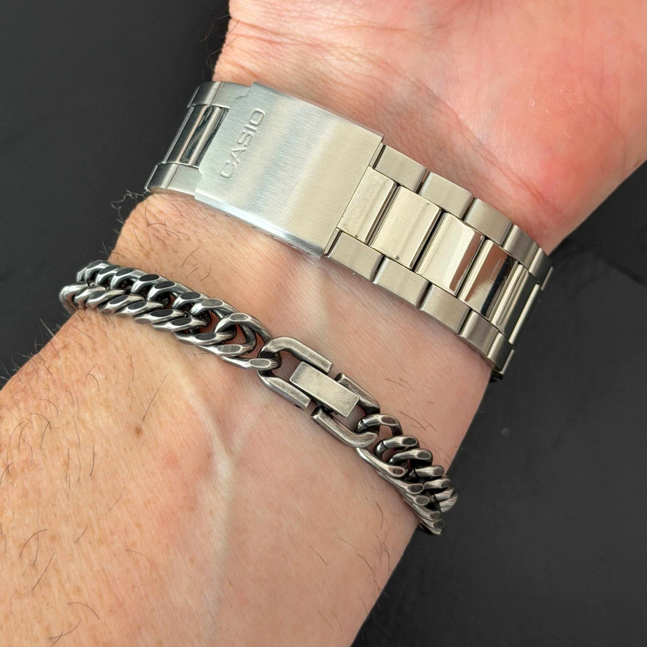 Oxidized Curb Chain Bracelet, 8mm