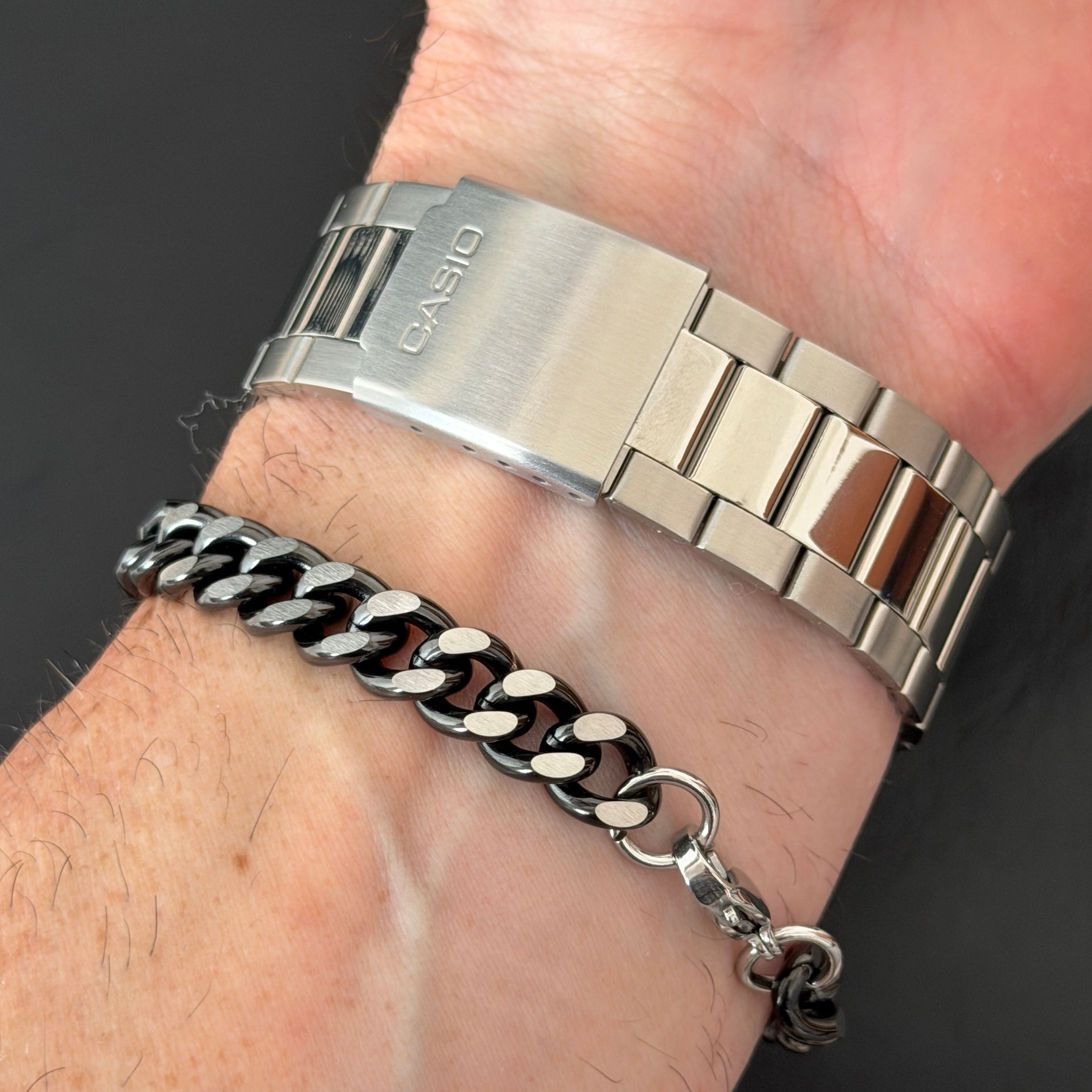 Cuban Chain Link Bracelet, Oxidized, 9mm