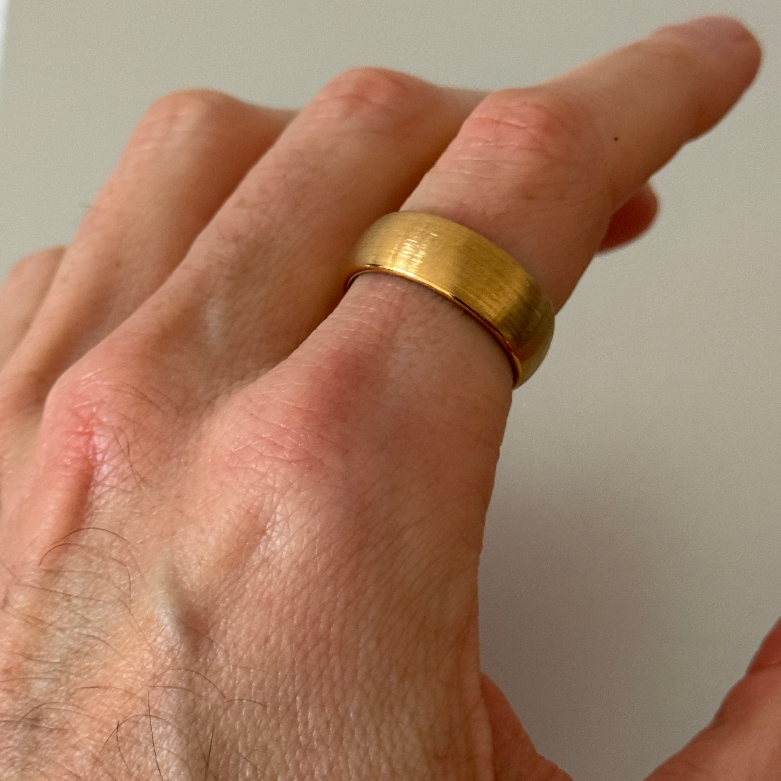 Men's Tungsten Ring - Brushed Gold with Celestial Blue, 8mm