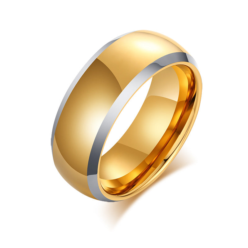 Men's Tungsten Ring - Gold with Silver Accent, 8mm – Stainless Steel Jewelry – Chain Supplyy