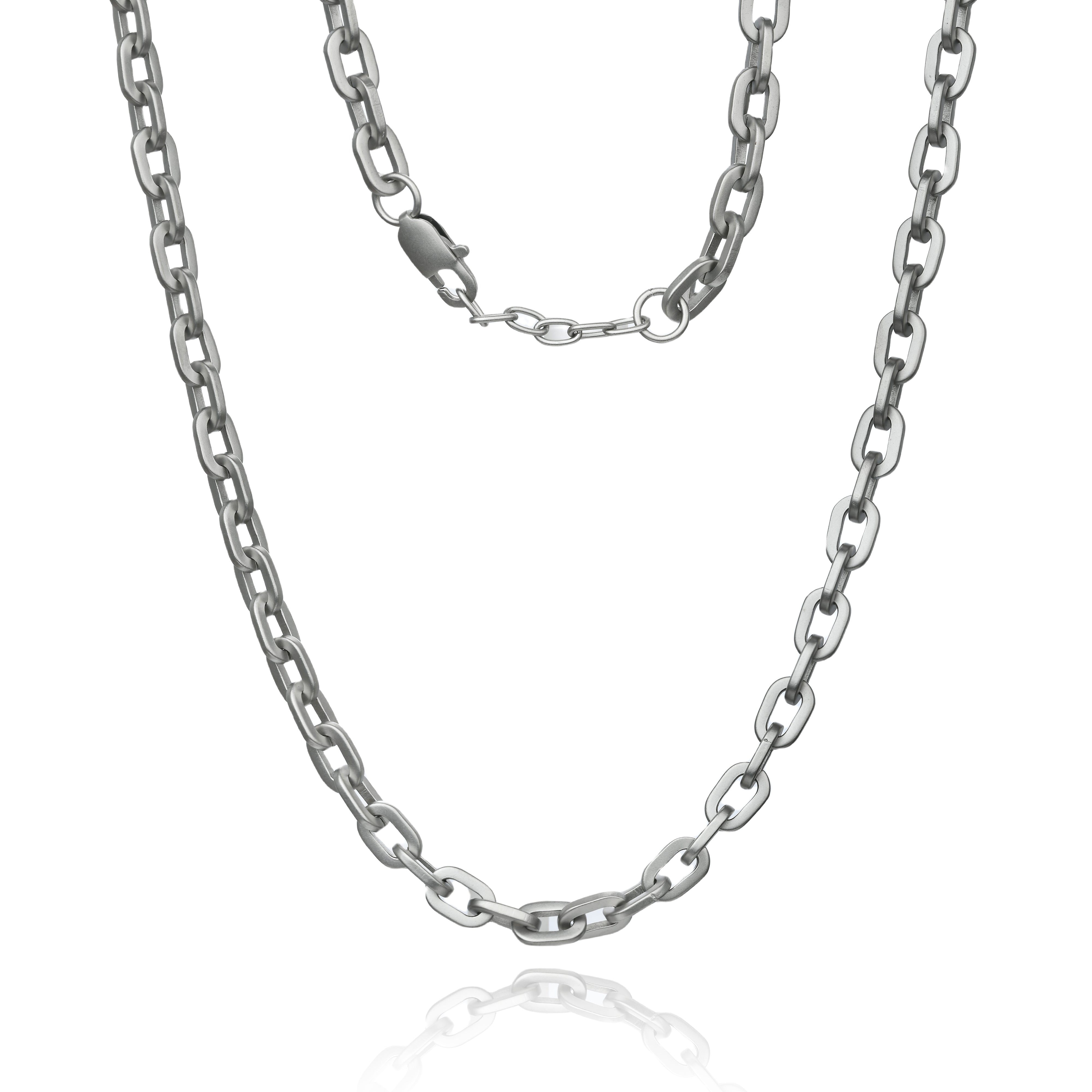 Matte Oval Chain Necklace, Silver 7mm – Stainless Steel Jewelry – Chain Supplyy