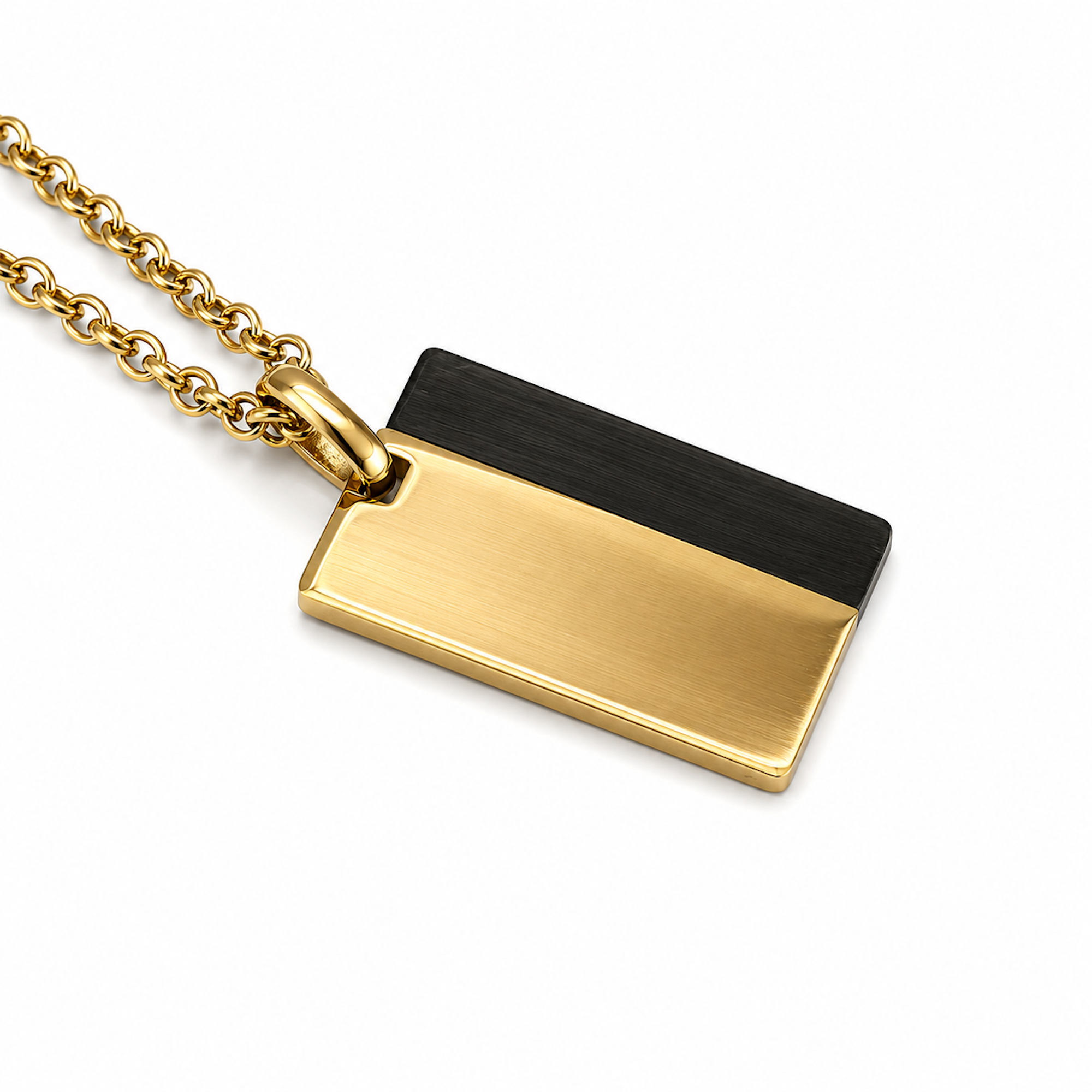 Gold & Black Tag Pendant Necklace