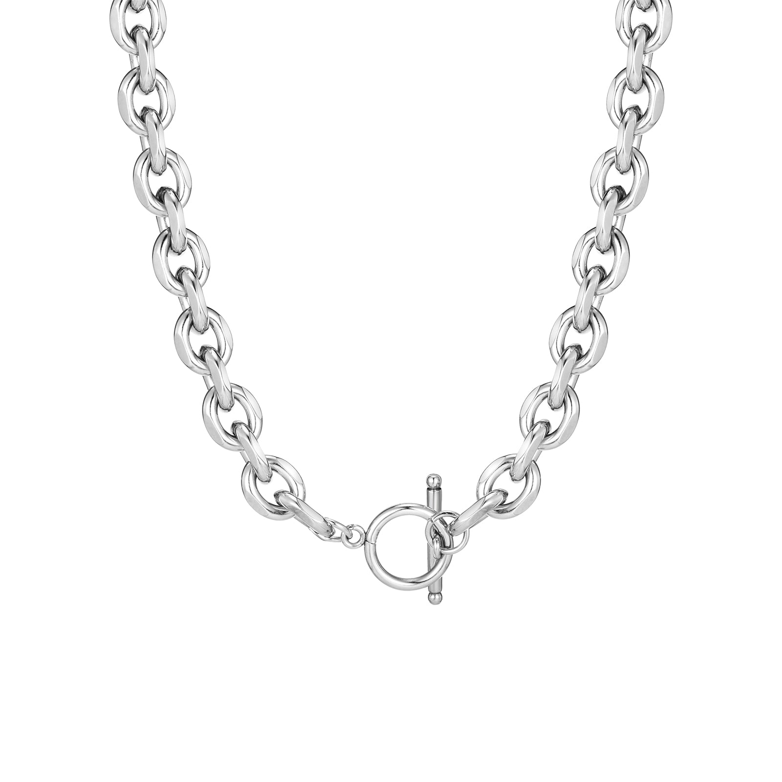 9mm Beveled Oval Link Chain Necklace with OT Clasp, 20"
