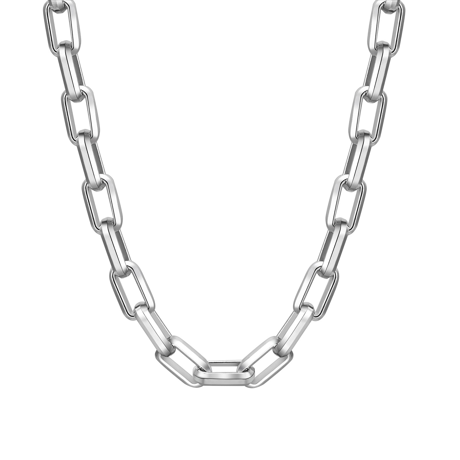 9mm Bold Rectangular Link Chain Necklace