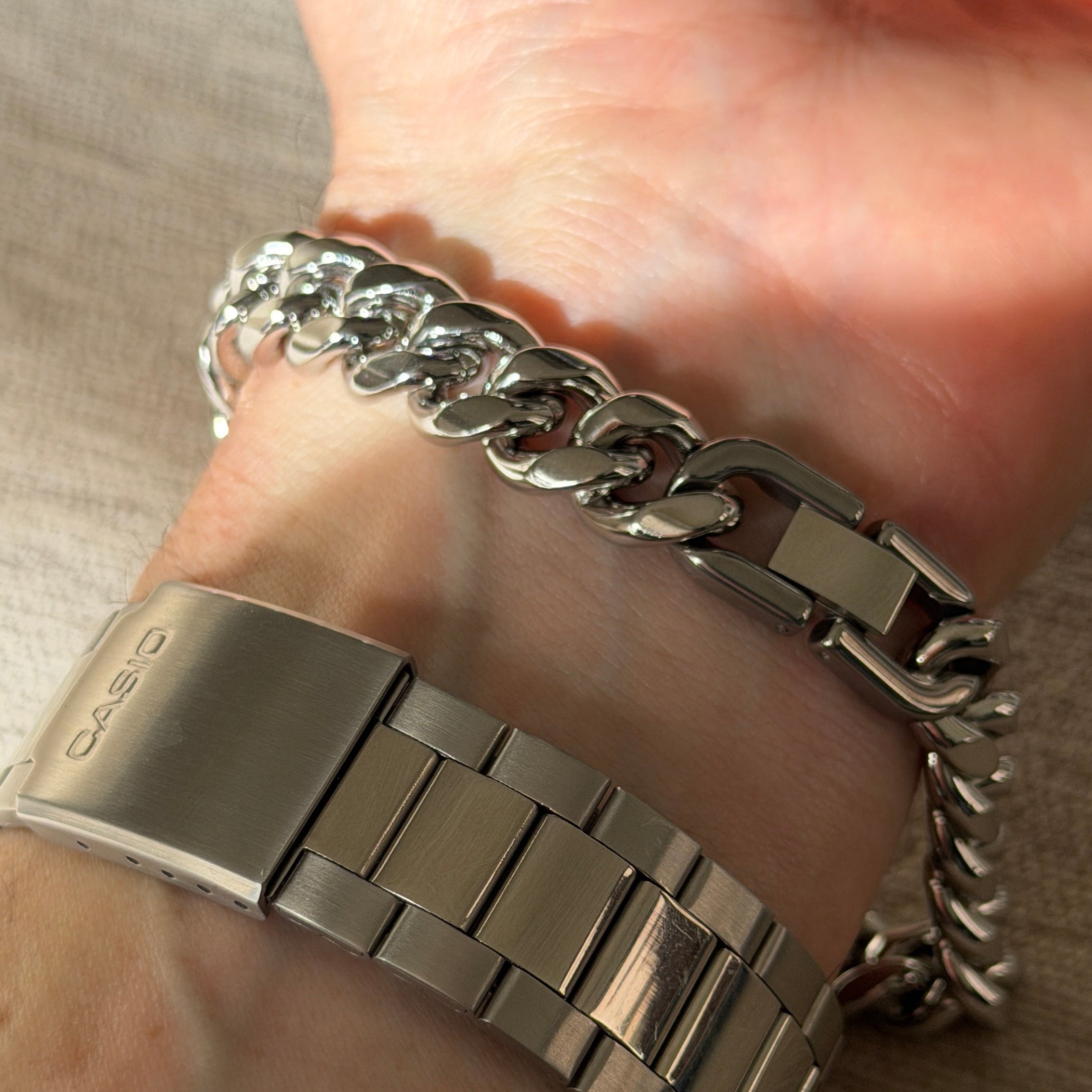 stainless steel bracelet for men on wrist
