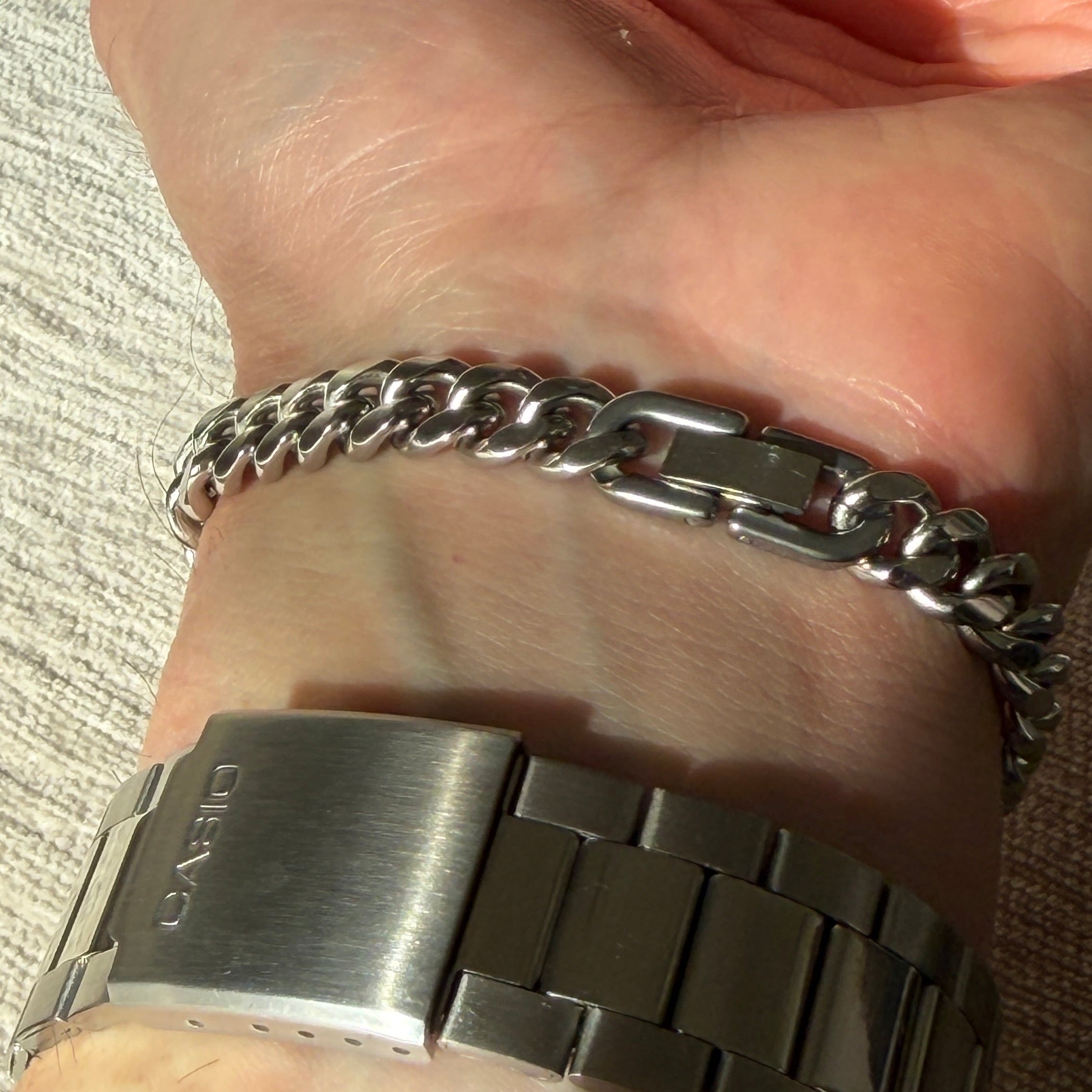 chain link bracelet for men silver