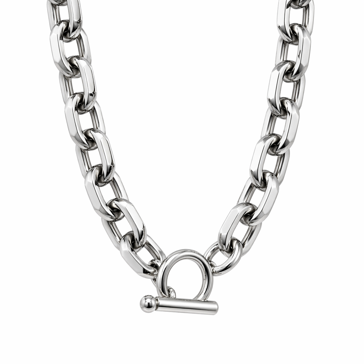 9mm Beveled Oval Link Chain Necklace with OT Clasp, 20"