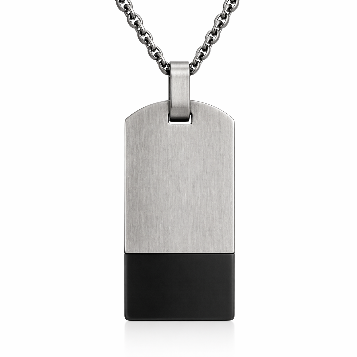 Dog Tag Pendant — Silver / Black