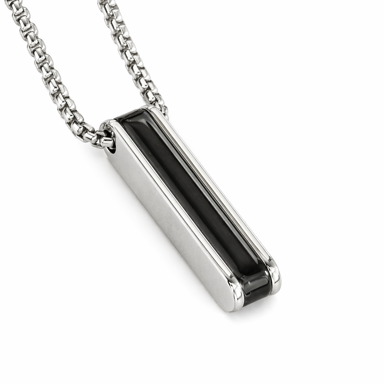 Industrial Tag Pendant - Black Bar Chrome