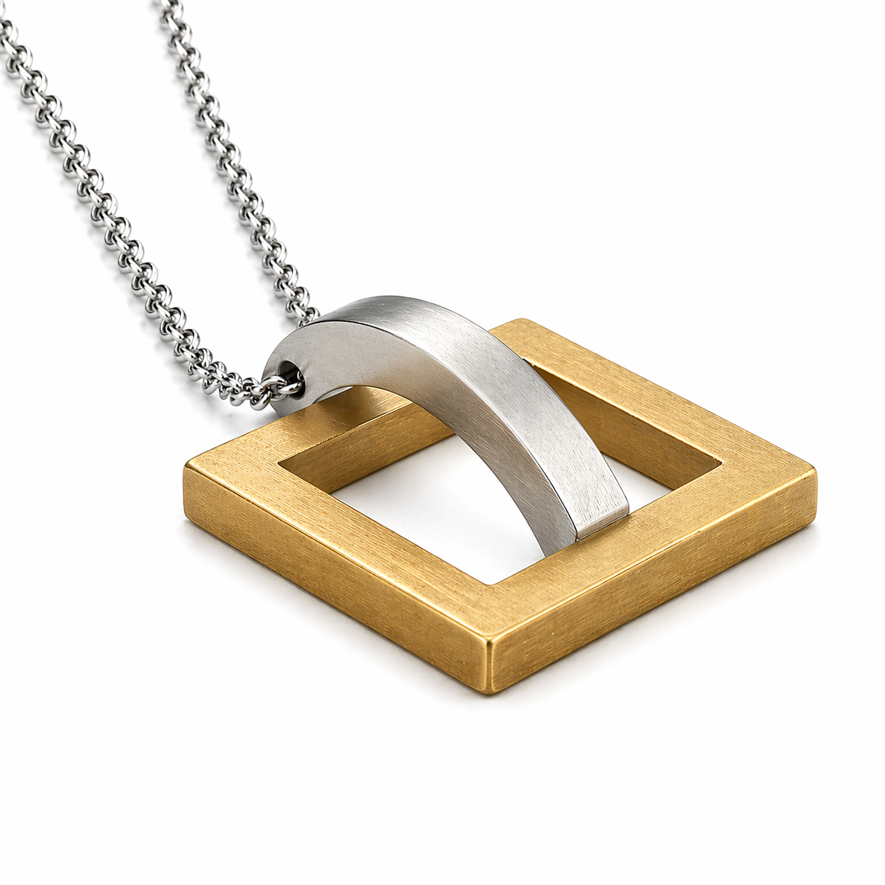 Geometric Arch Pendant — Gold / Steel