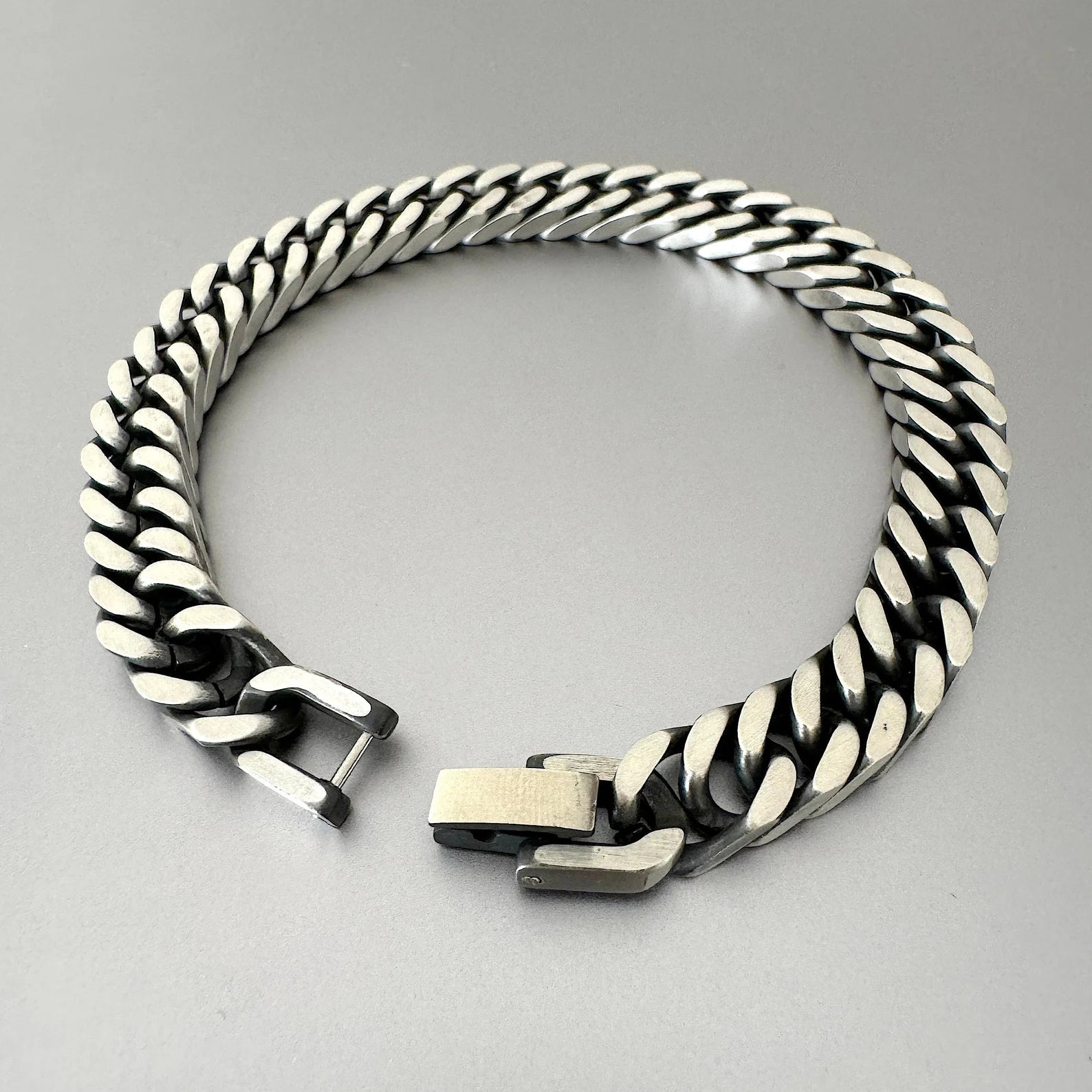 Men's Curb Chain Bracelet, Oxidized 10.5mm