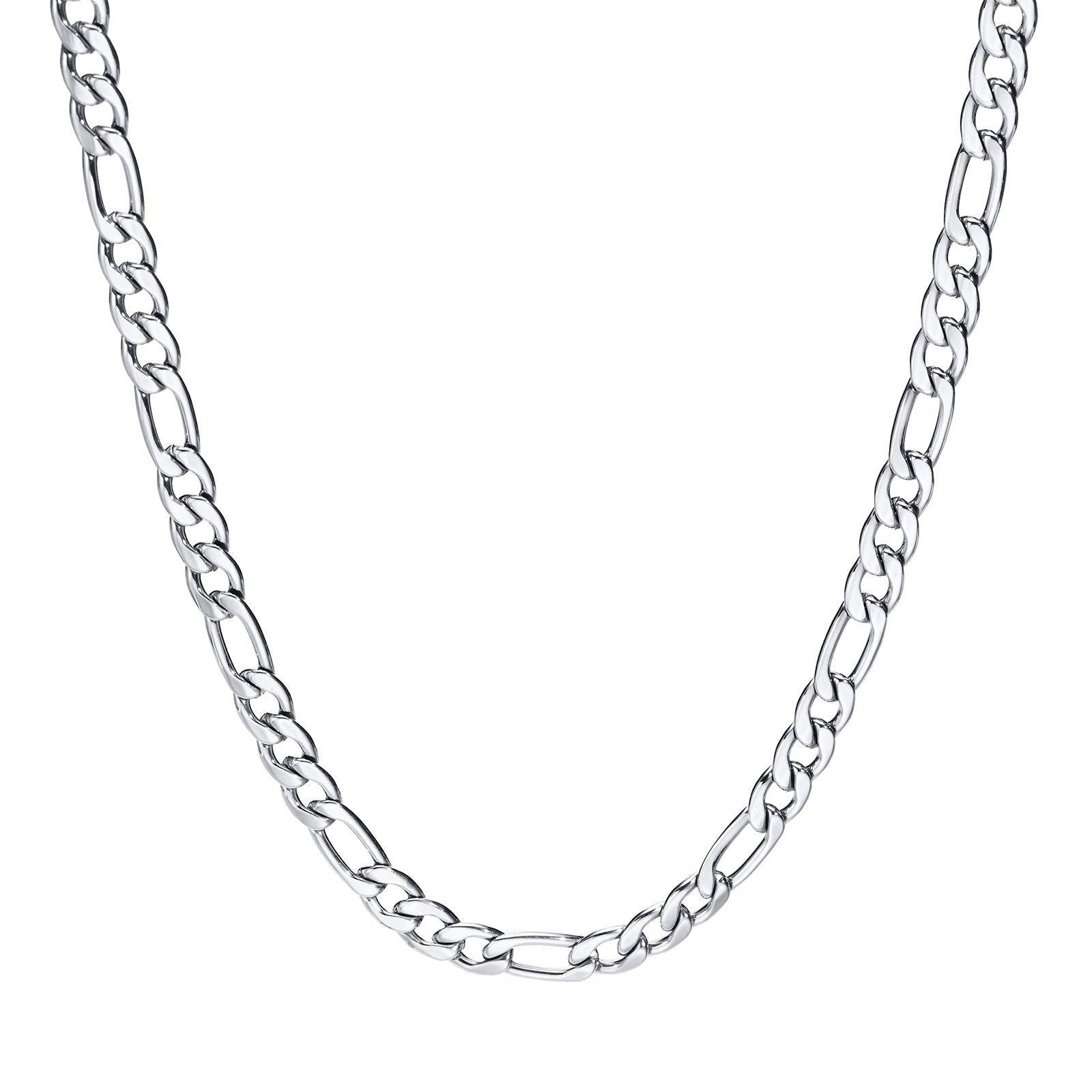 Figaro Chain Necklace, Silver, 7mm – Stainless Steel Jewelry – Chain Supplyy