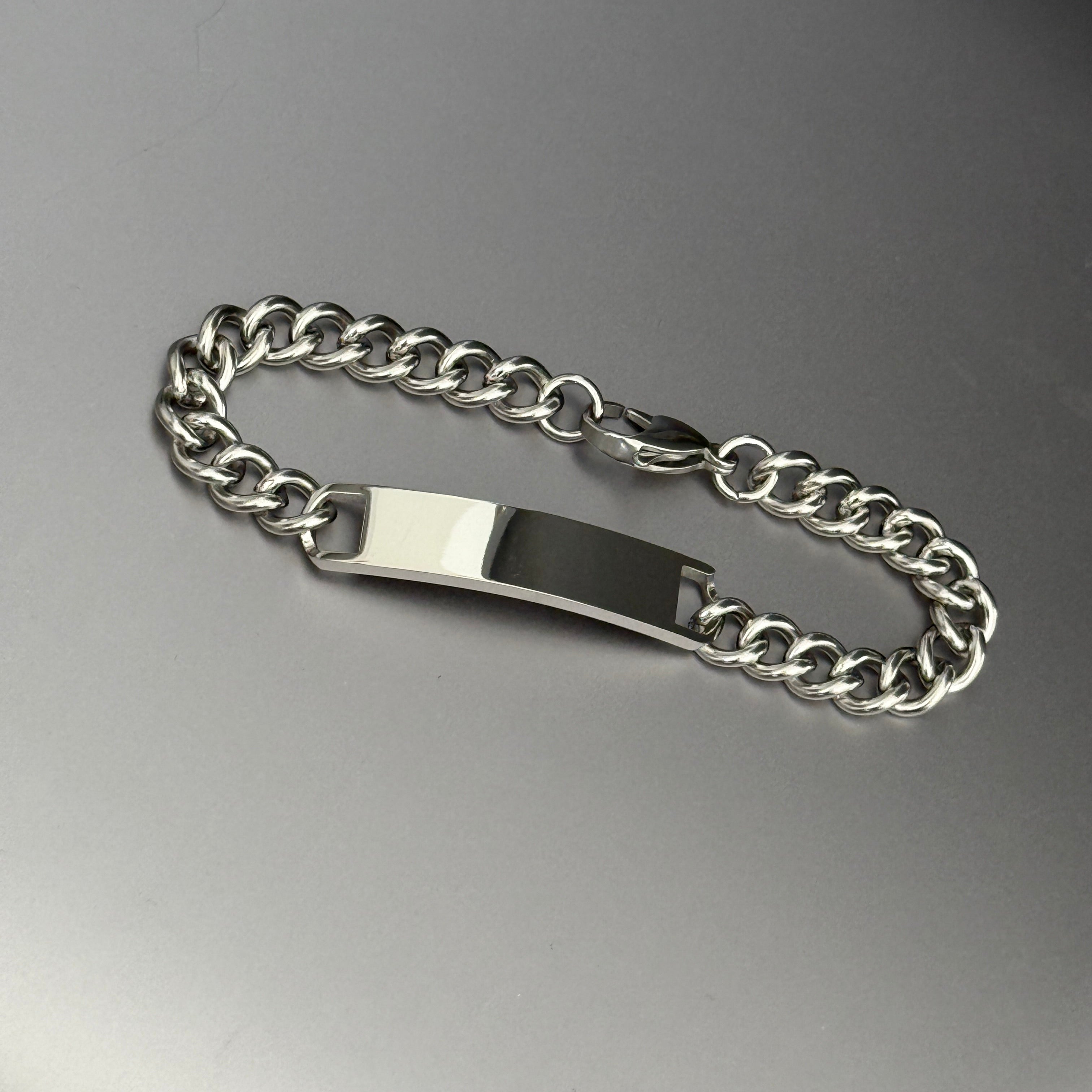 silver stainless steel men's bracelet