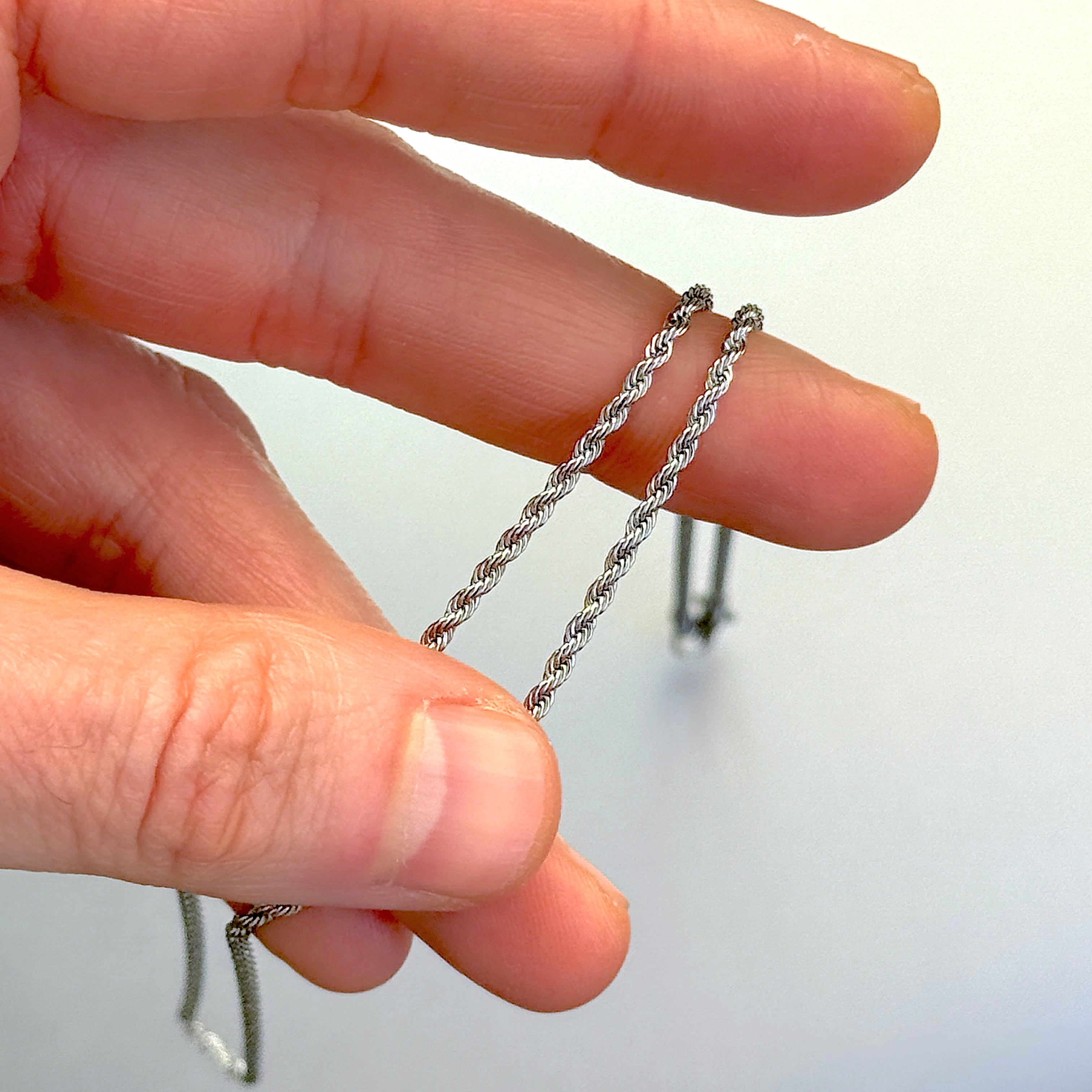 Twisted Rope Chain Necklace, Silver, 2mm