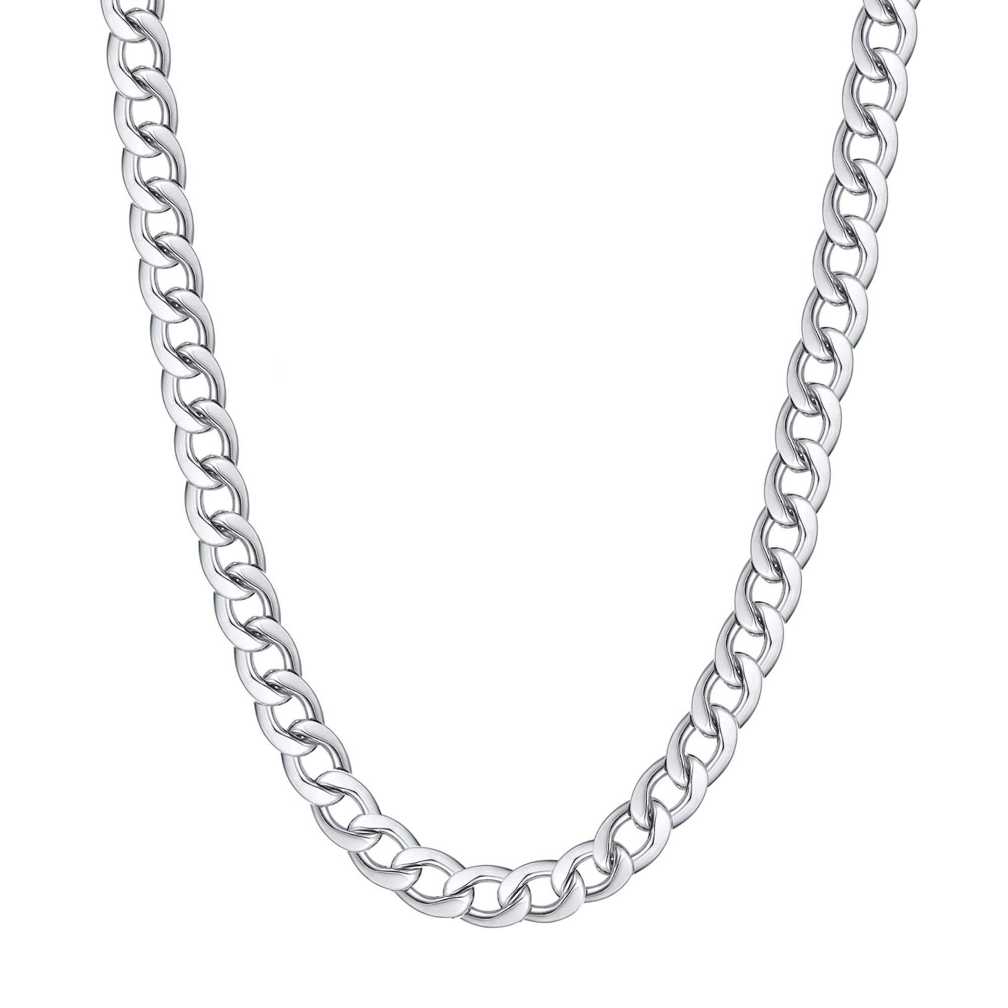 Curb Chain Necklace, Silver, 9mm – Stainless Steel Jewelry – Chain Supplyy