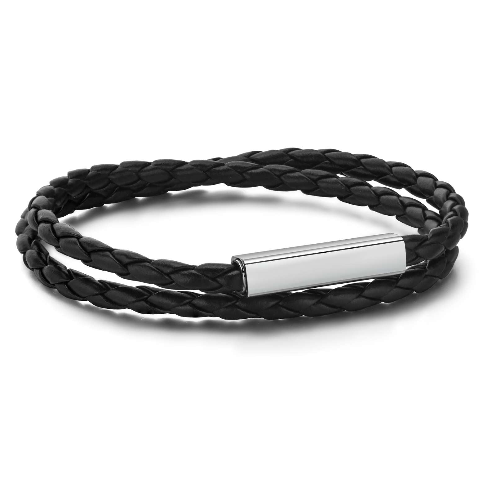 Name Tag Bracelet, Looped Leather Cord, 6mm – Stainless Steel Jewelry – Chain Supplyy