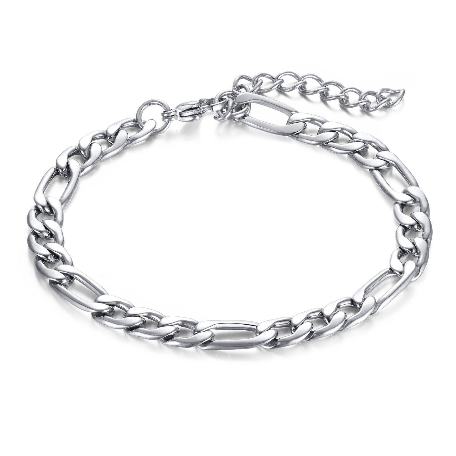 Figaro Chain Bracelet, 7mm – Stainless Steel Jewelry – Chain Supplyy