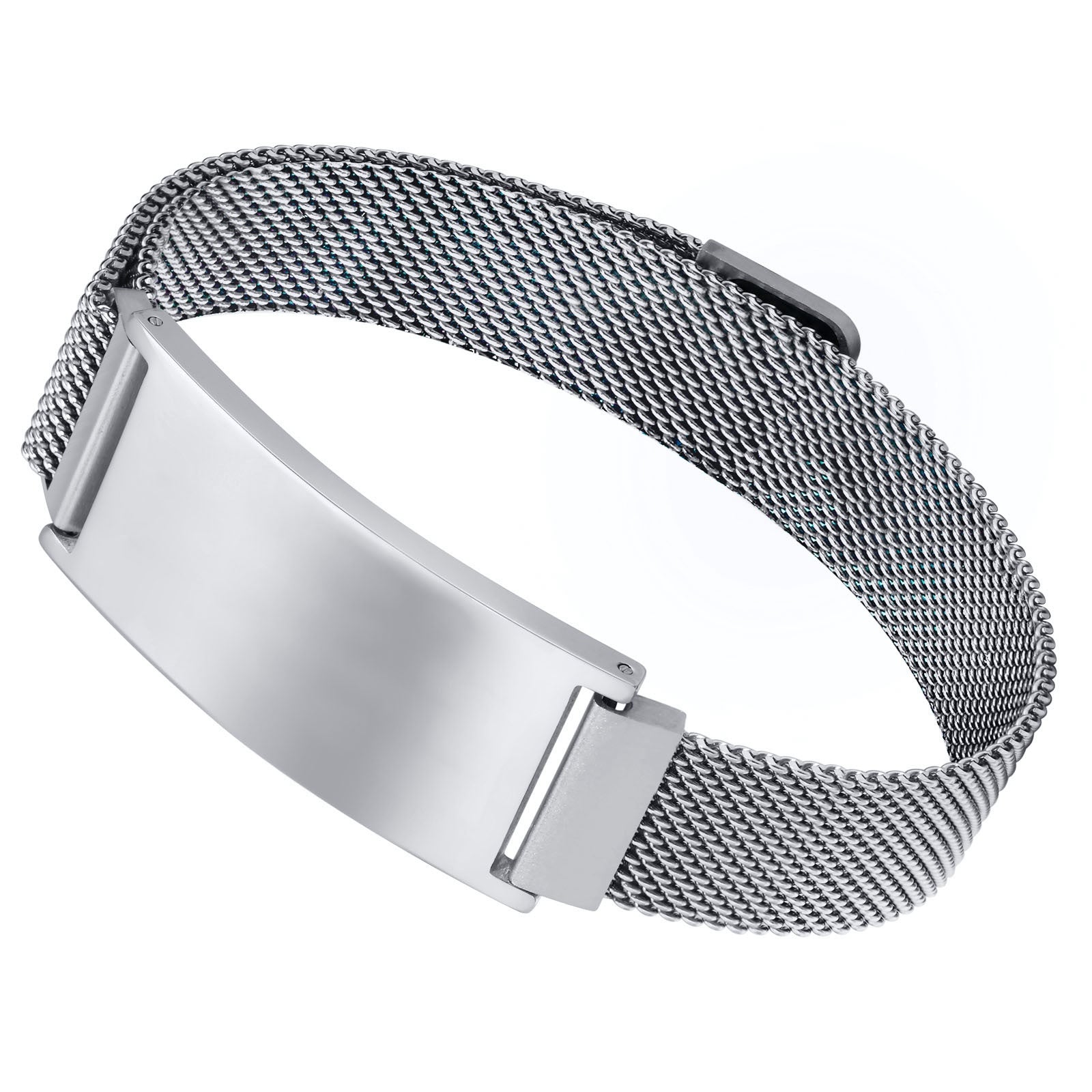 Name Tag Bracelet, Mesh Strap, 14mm – Stainless Steel Jewelry – Chain Supplyy