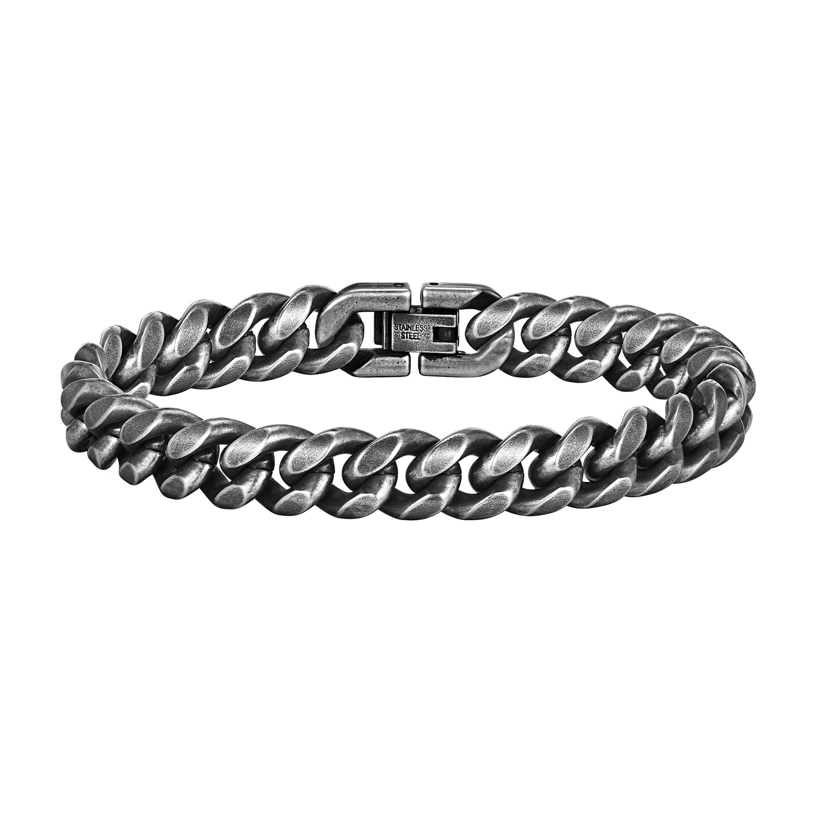 Cuban Curb Chain Link Bracelet, Oxidized, 10mm – Stainless Steel Jewelry – Chain Supplyy