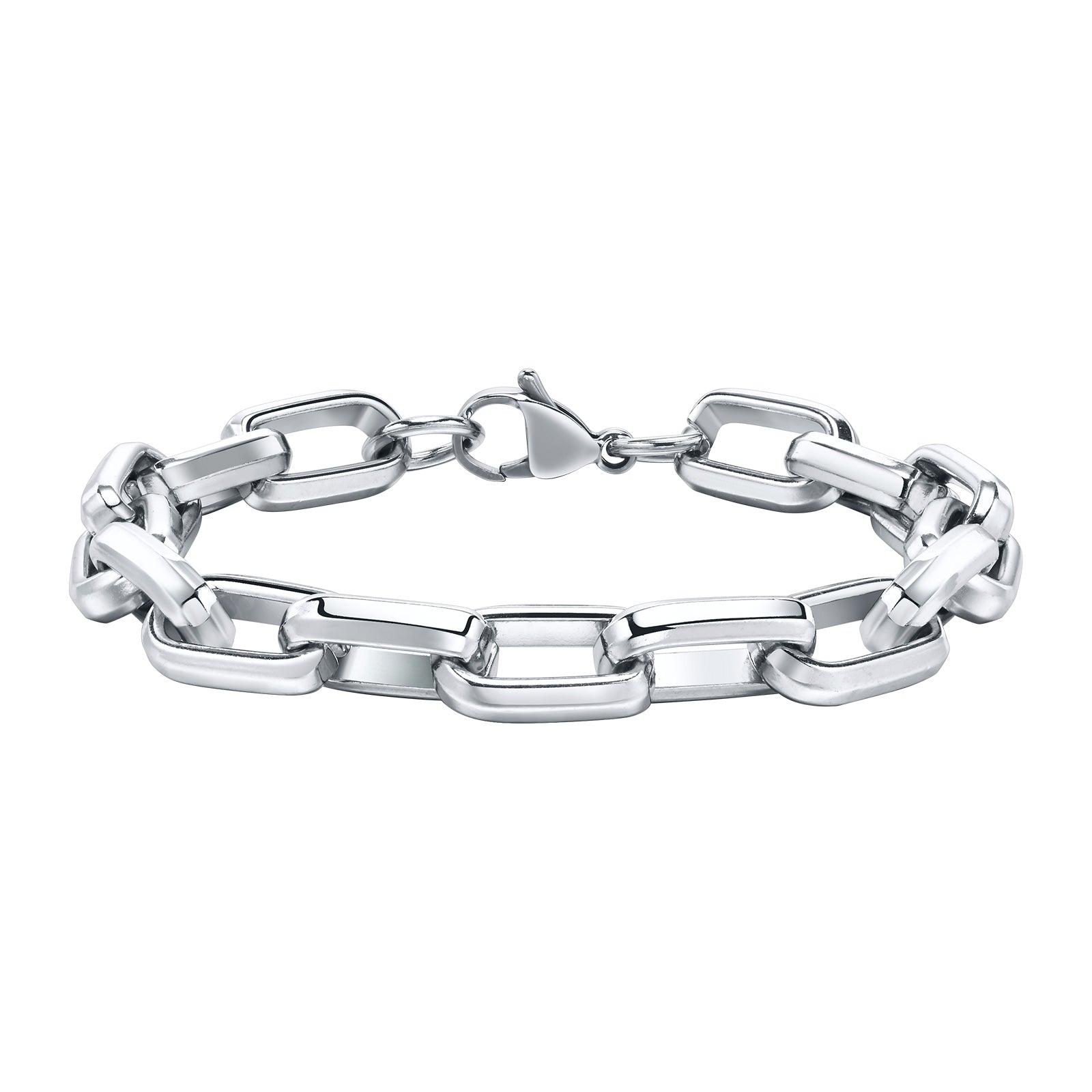Men's Rectangular Chain Link Bracelet, 9.5mm – Stainless Steel Jewelry – Chain Supplyy