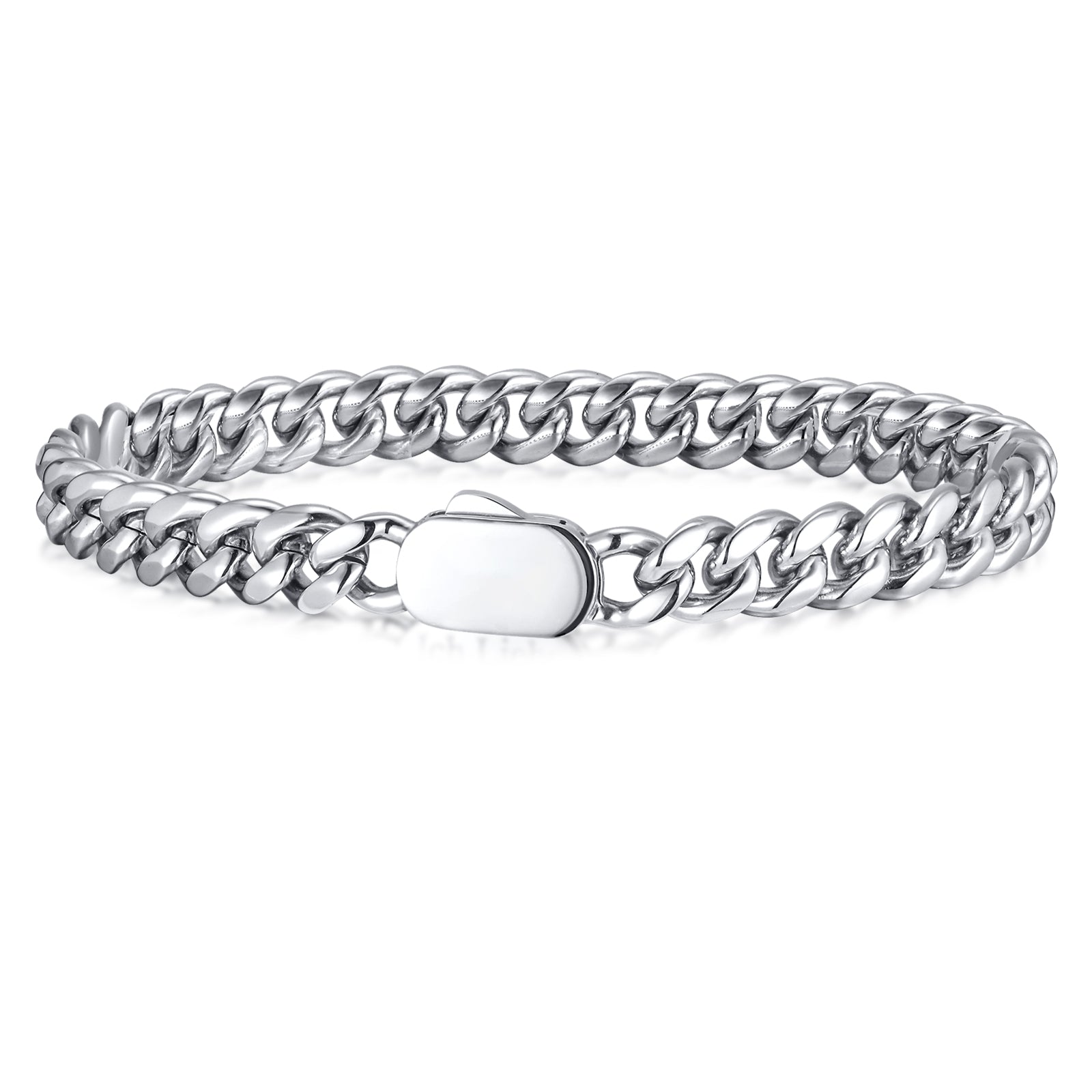 Cuban Chain Link Bracelet, Oval S Buckle, 8mm – Stainless Steel Jewelry – Chain Supplyy
