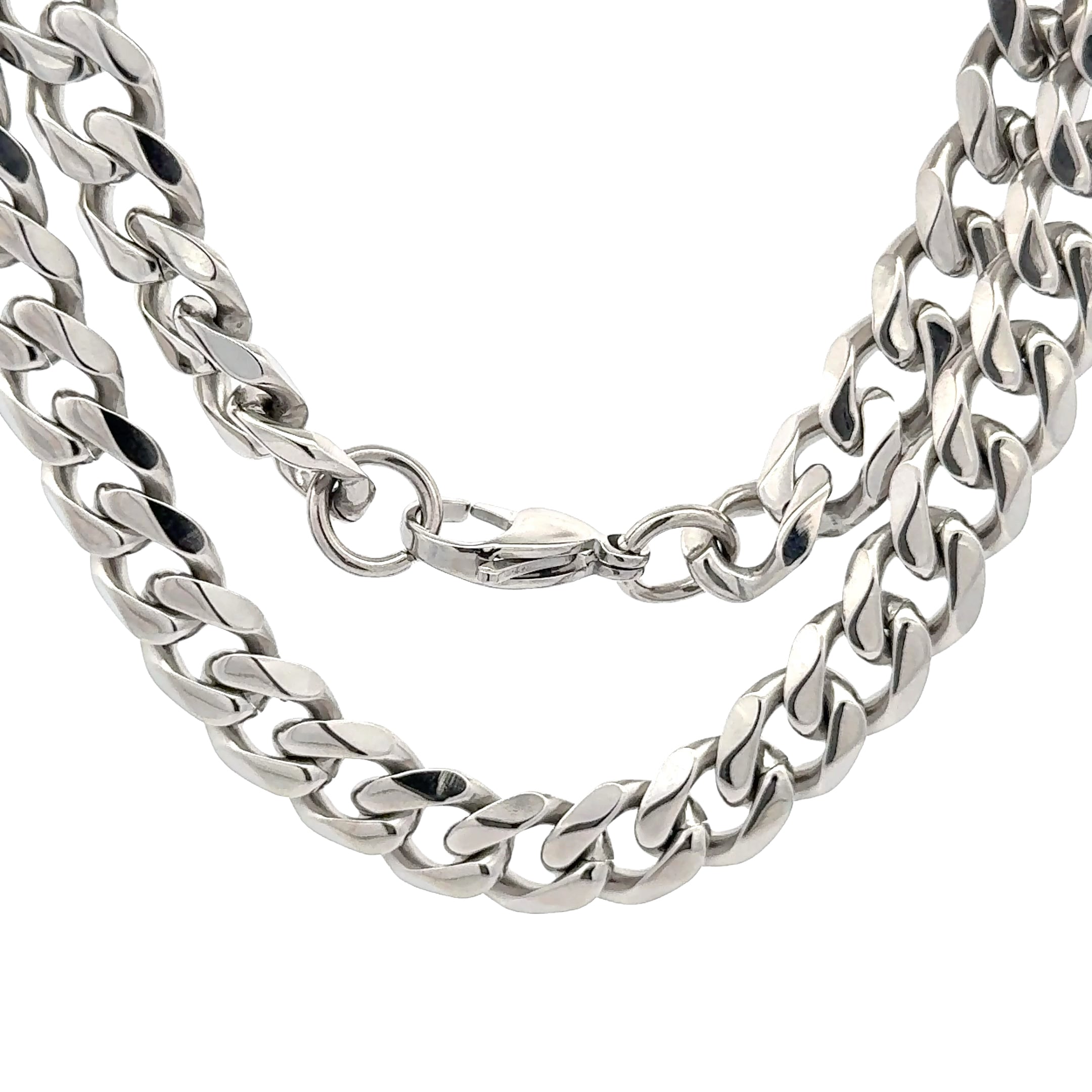 Men's Rugged Curb Chain Necklace, Silver, 11mm – Stainless Steel Jewelry – Chain Supplyy