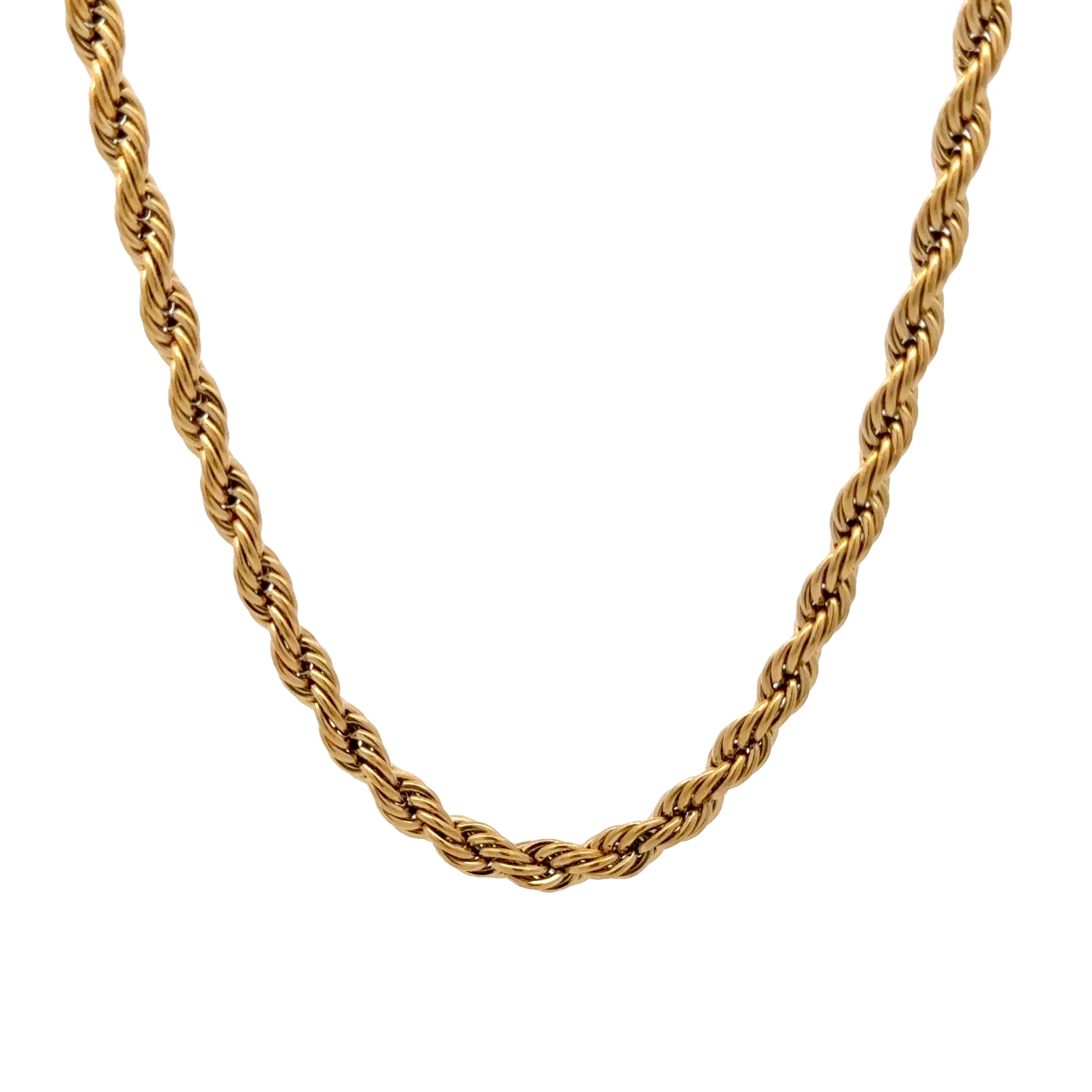 Gold Twisted Rope Chain Necklace, 4mm – Stainless Steel Jewelry – Chain Supplyy