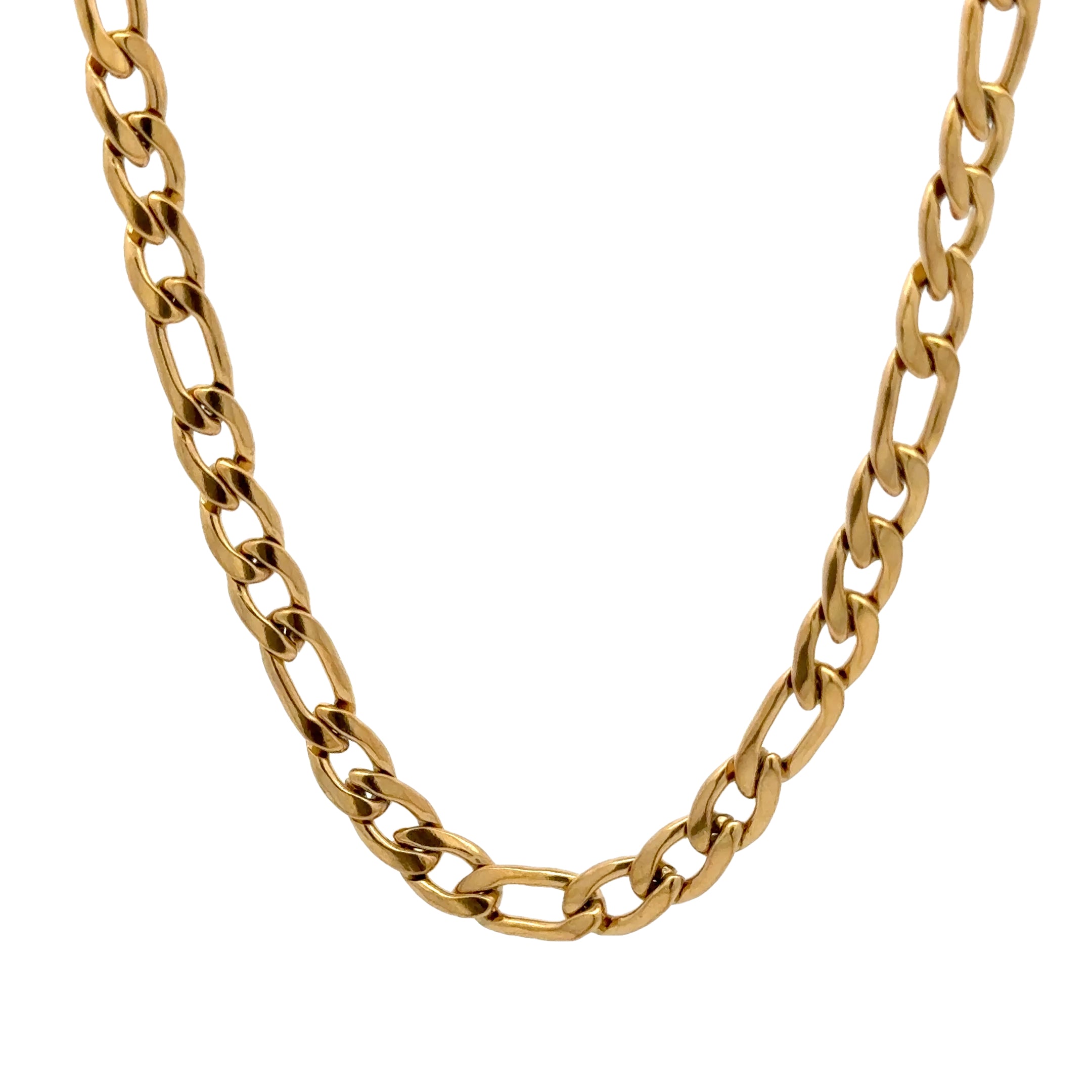 Gold Figaro Link Chain Necklace, 7mm – Stainless Steel Jewelry – Chain Supplyy