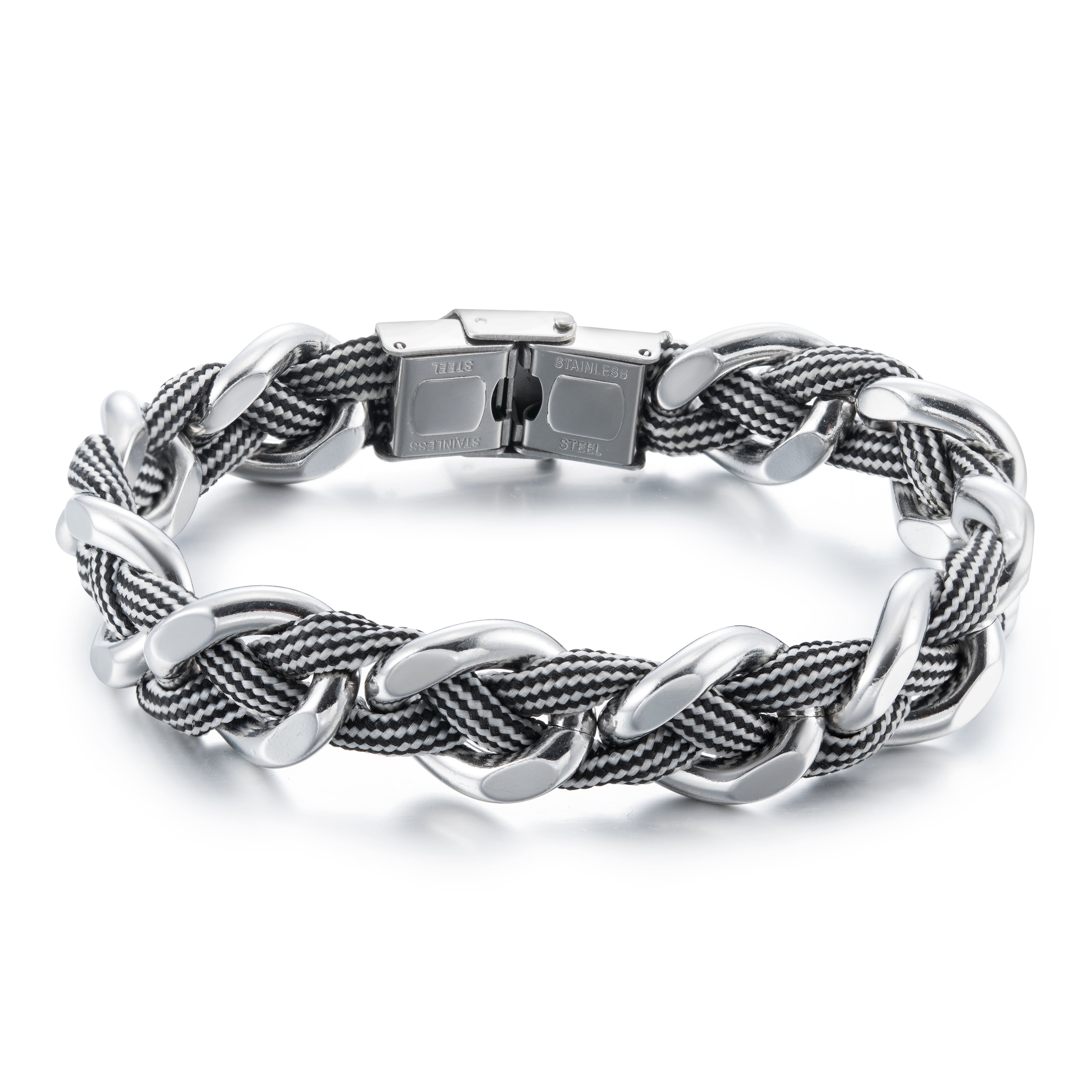 Steel Bracelet with Rope Chain, Silver, Polished – Stainless Steel Jewelry – Chain Supplyy