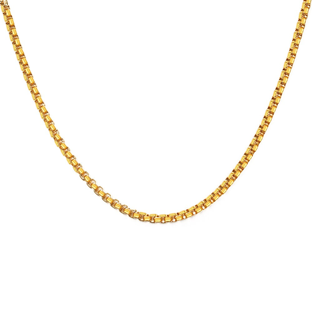 3mm Rounded Box Link Chain Necklace