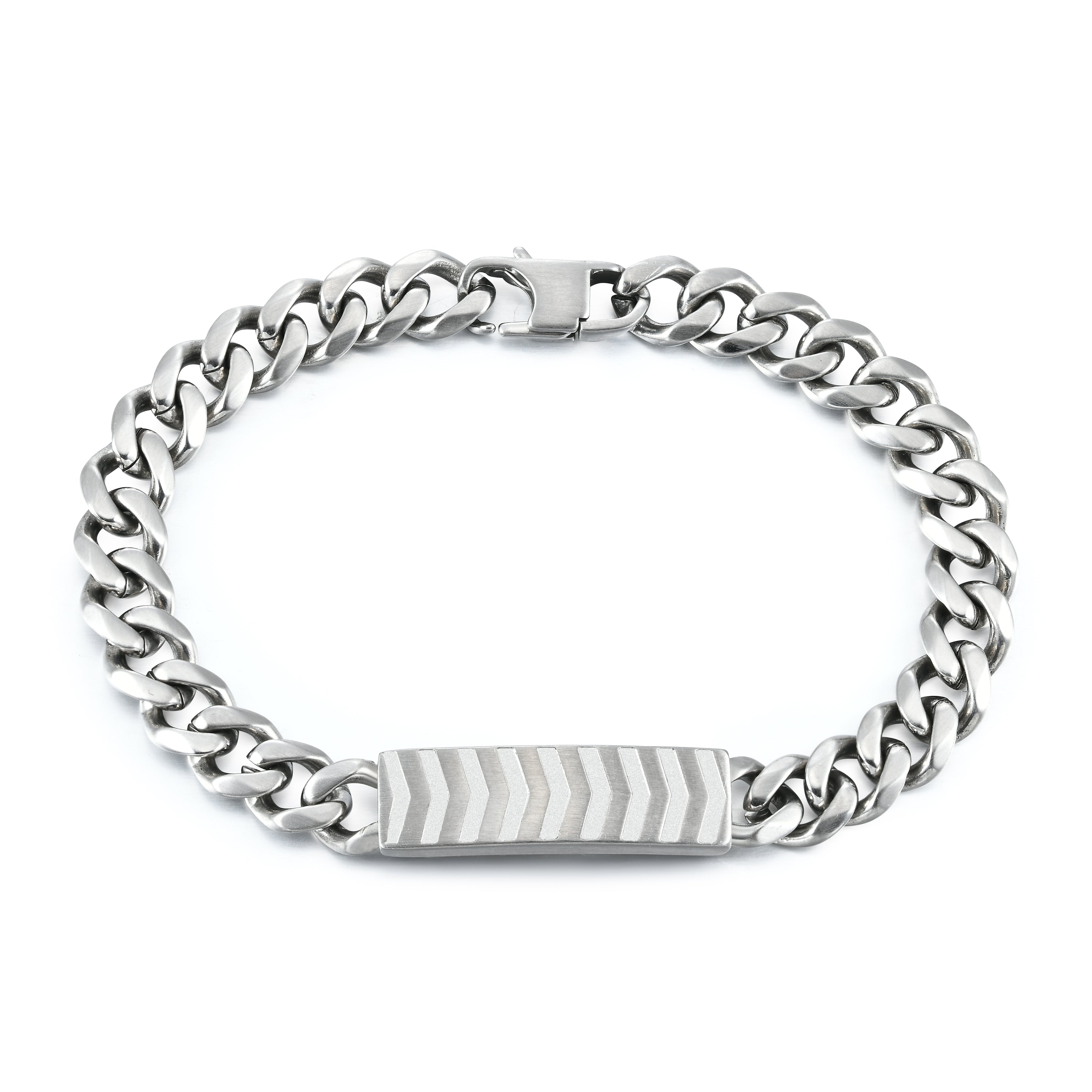 Chain Link Bracelet with Chevron Plaque, 5mm