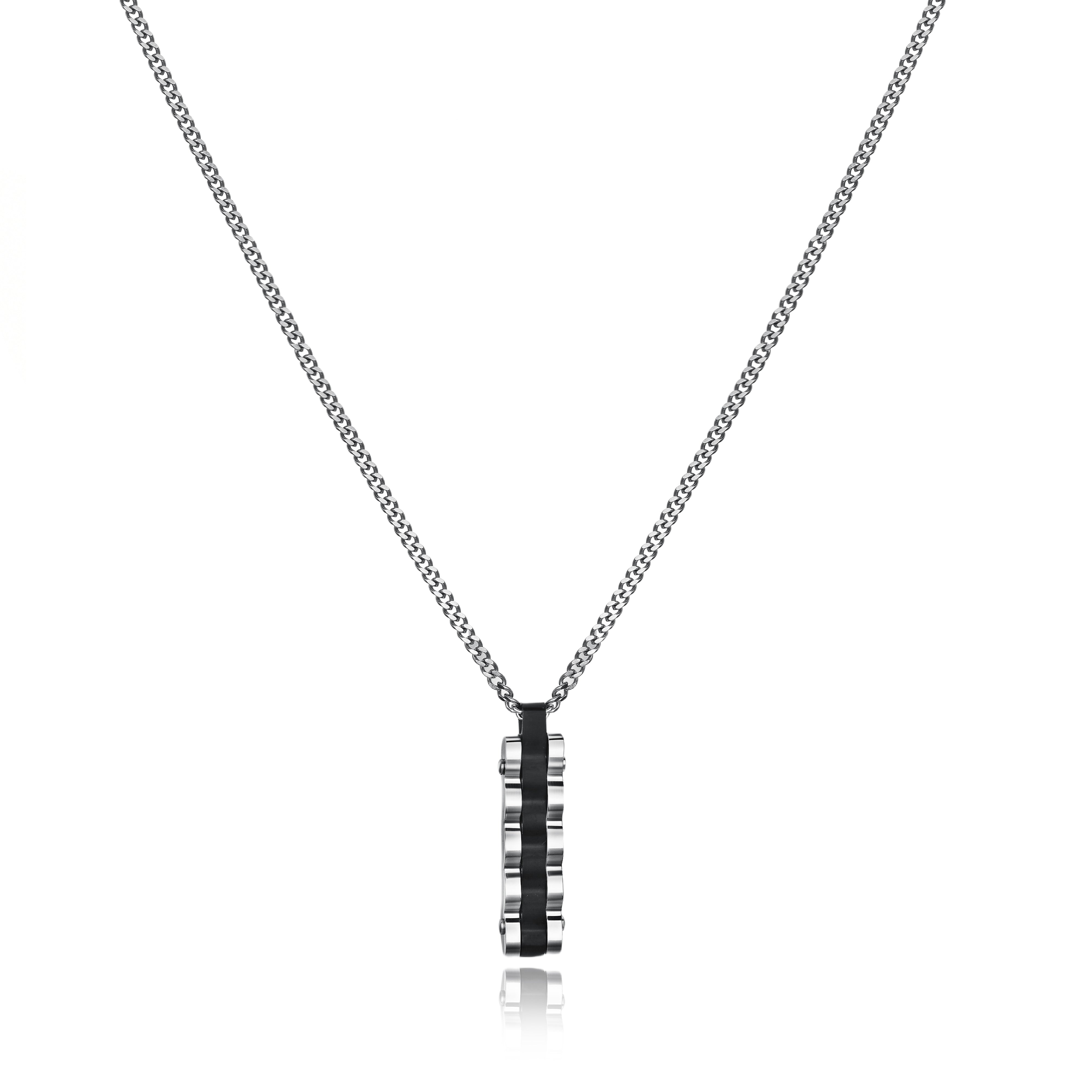 Industrial Tag Pendant - Chrome + Black