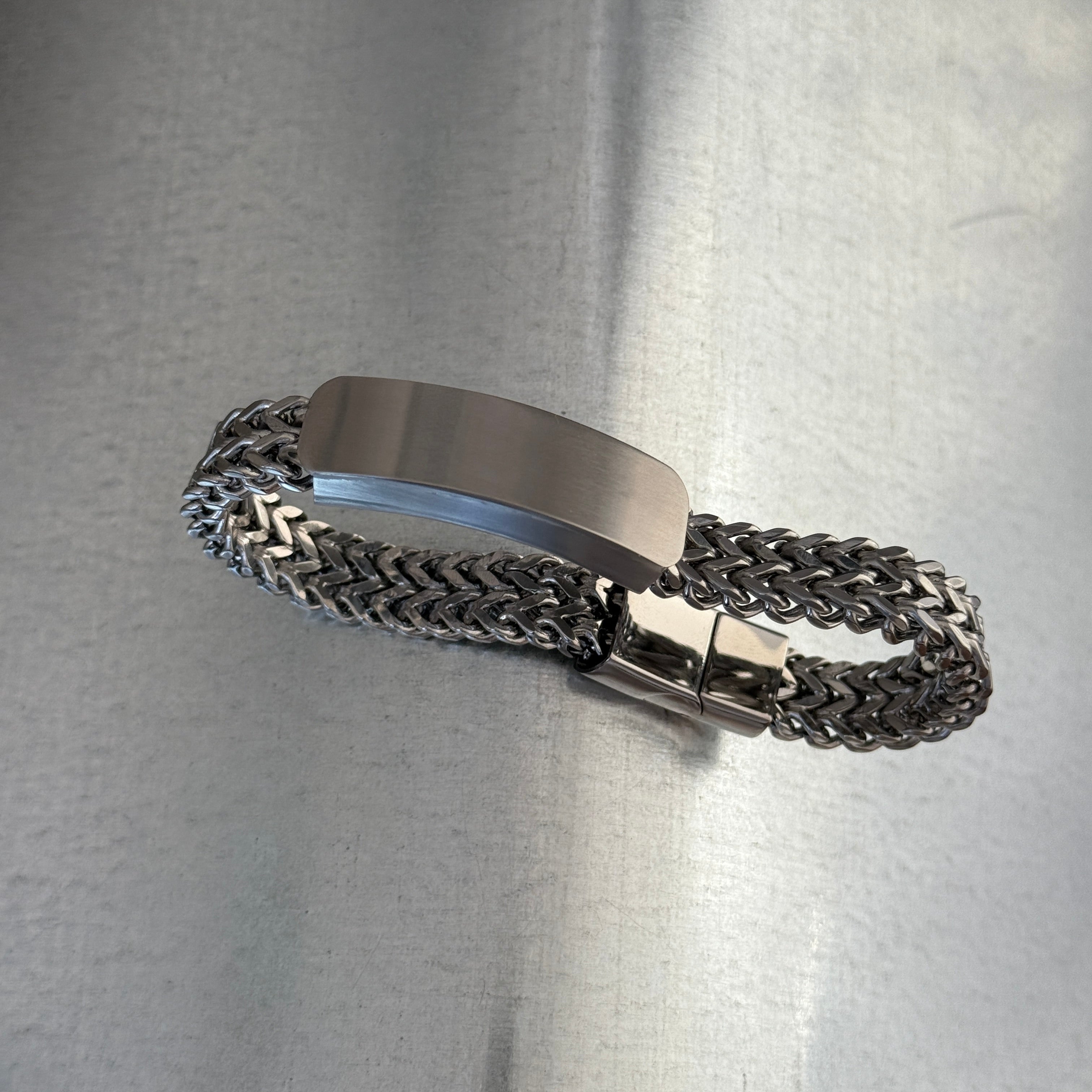 Name Tag Bracelet, Double Foxtail, 11mm – Stainless Steel Jewelry – Chain Supplyy